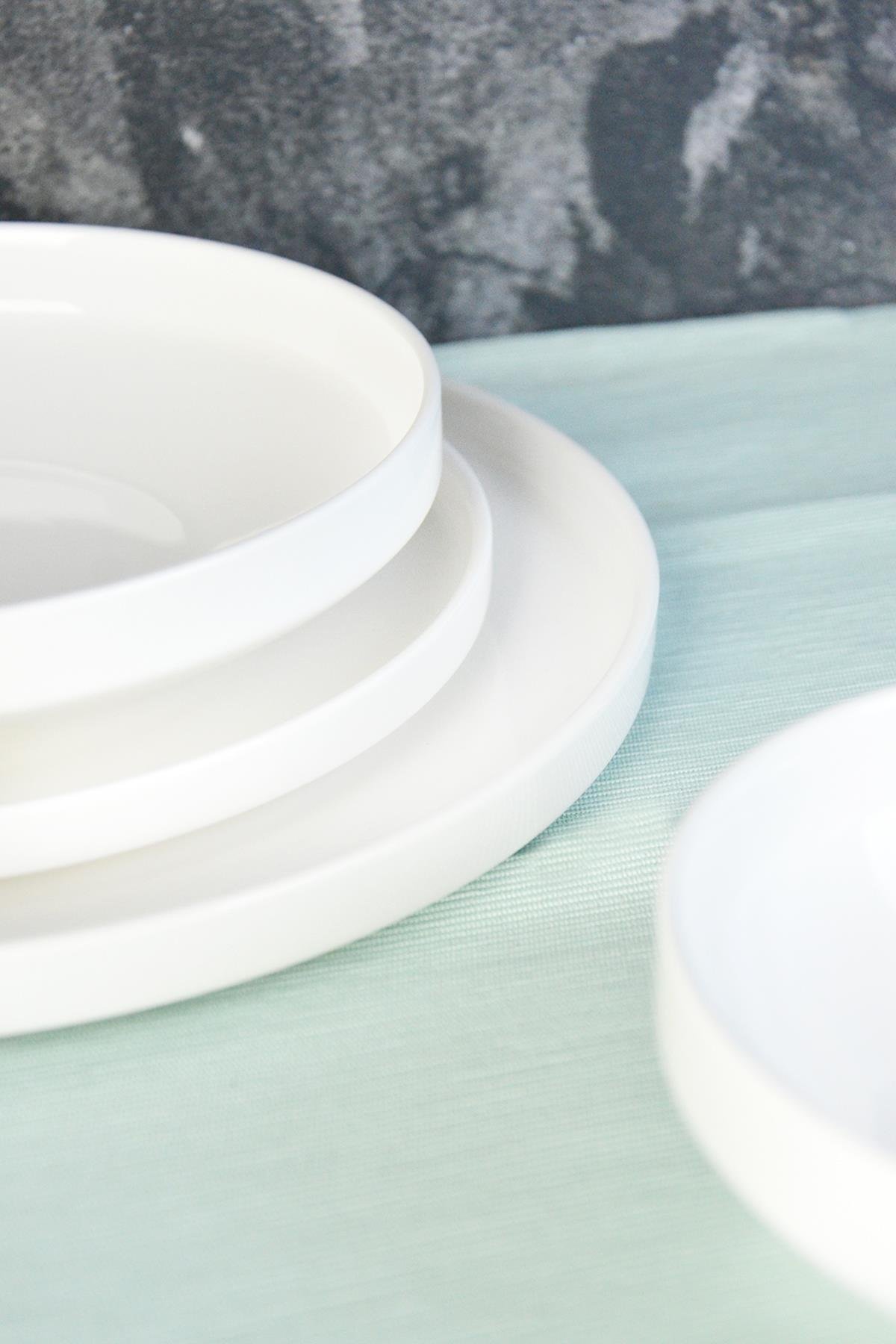 PAÇİ-24 PARÇA MELODİA BEYAZ DÜZ KENAR YEMEK TAKIMI