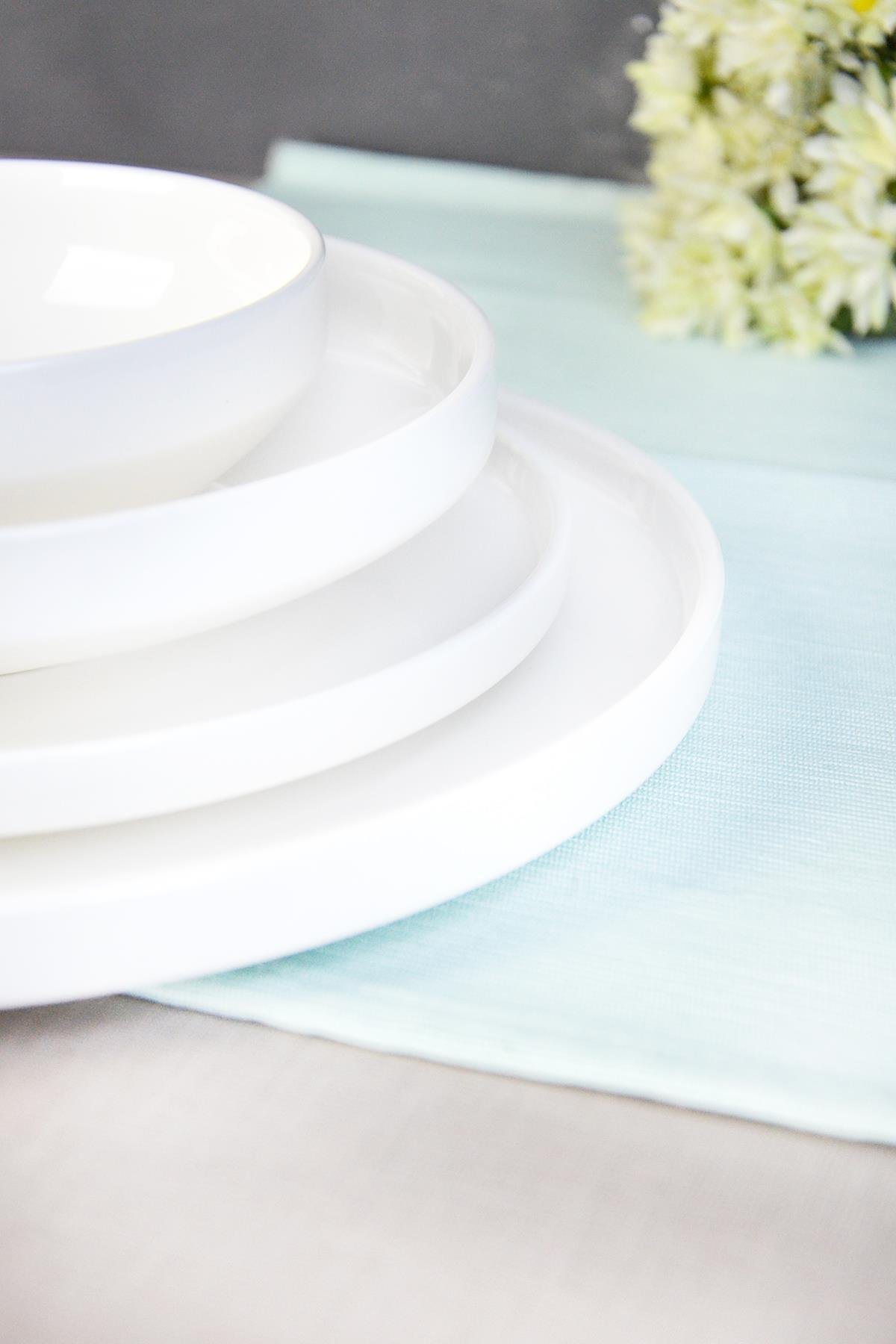 PAÇİ-24 PARÇA MELODİA BEYAZ DÜZ KENAR YEMEK TAKIMI