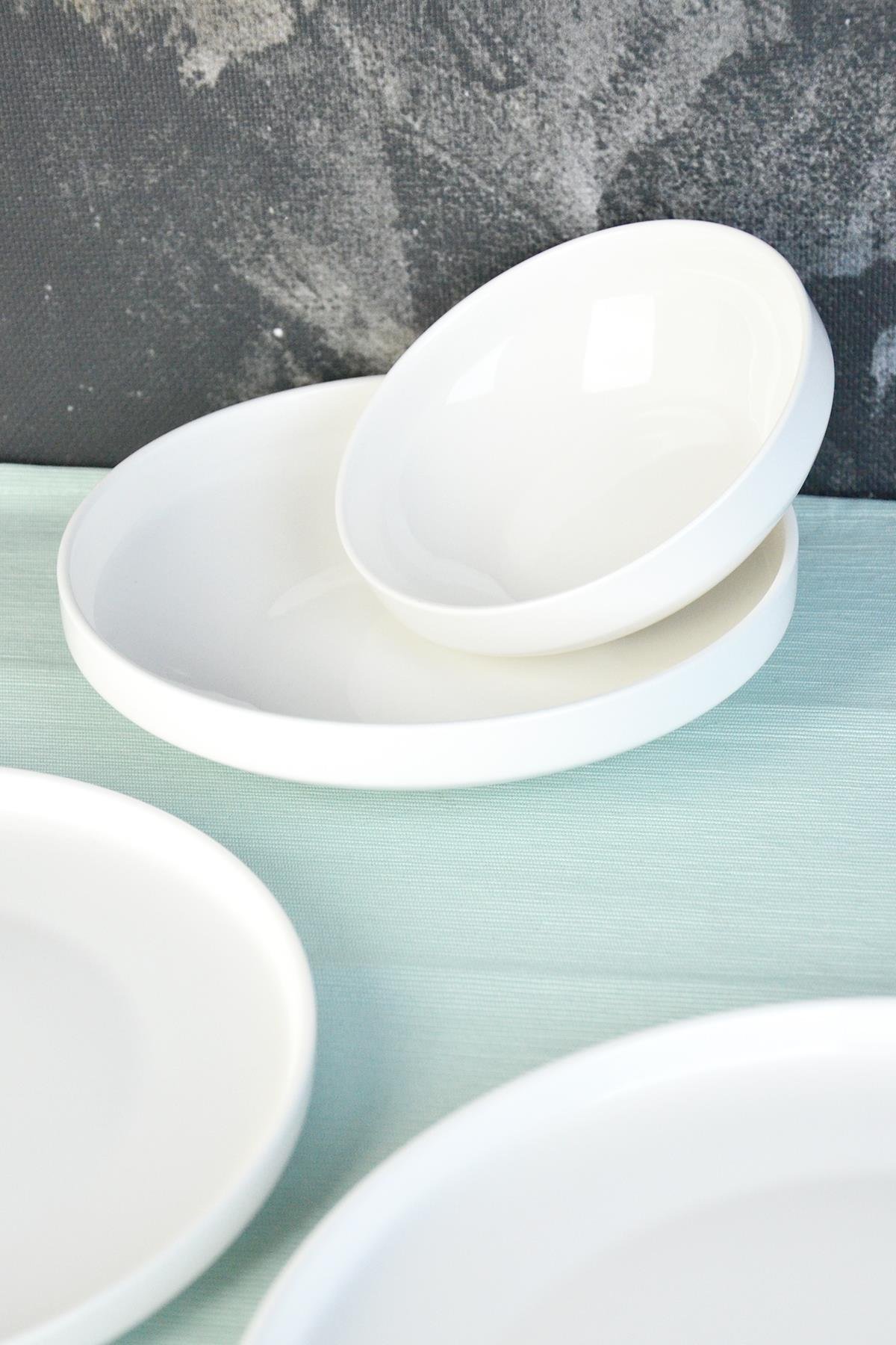 PAÇİ-24 PARÇA MELODİA BEYAZ DÜZ KENAR YEMEK TAKIMI