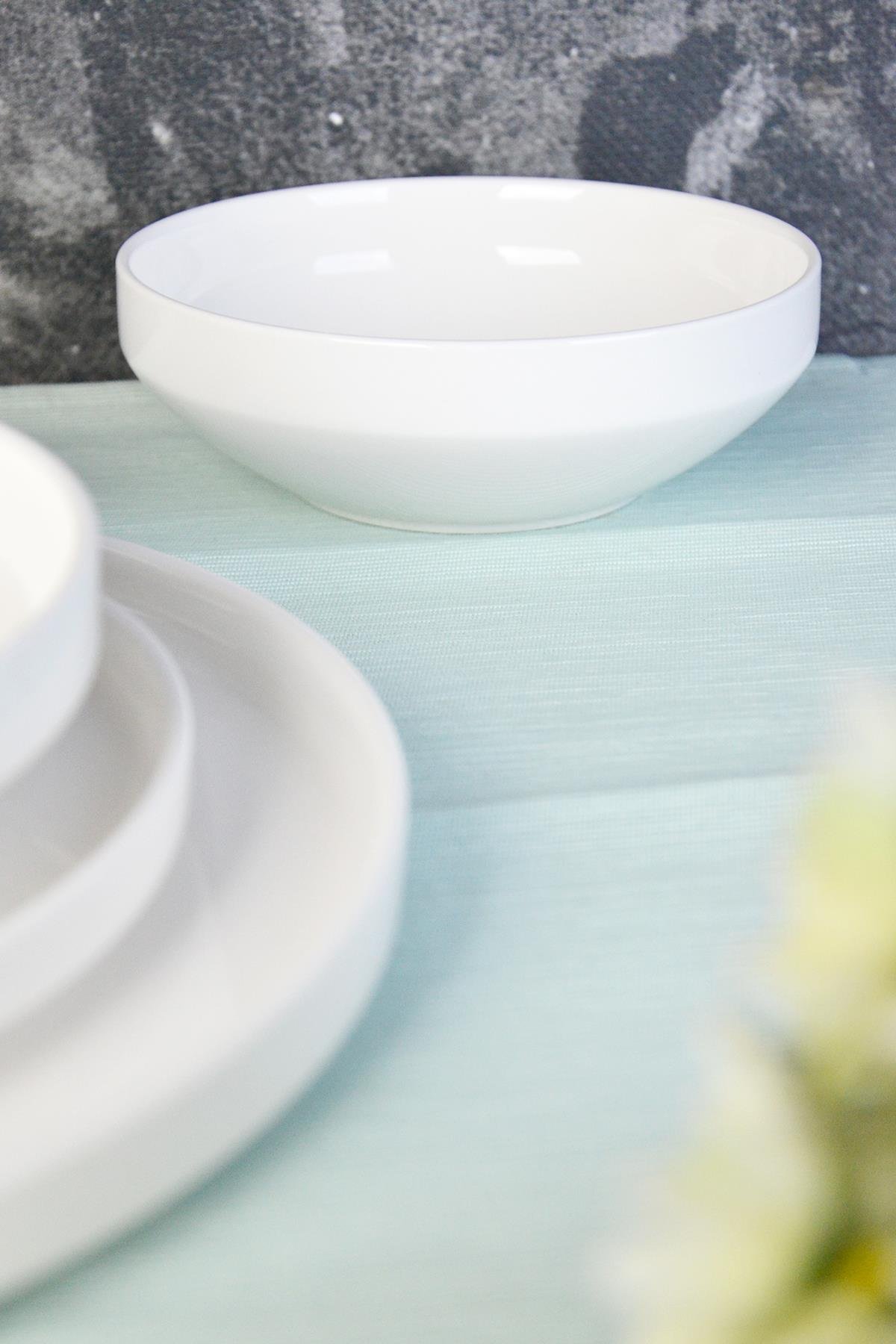 PAÇİ-24 PARÇA MELODİA BEYAZ DÜZ KENAR YEMEK TAKIMI