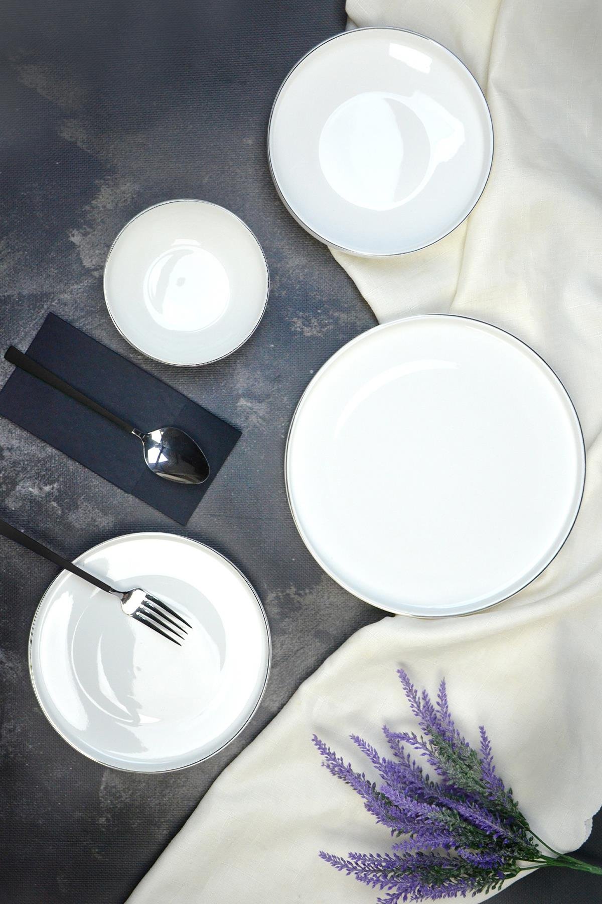 PAÇİ-24 PARÇA MELODİA GÜMÜŞ DÜZ KENAR YEMEK TAKIMI