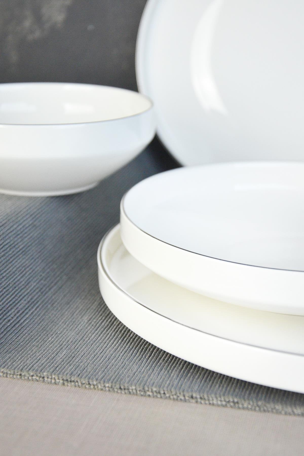 PAÇİ-24 PARÇA MELODİA GÜMÜŞ DÜZ KENAR YEMEK TAKIMI