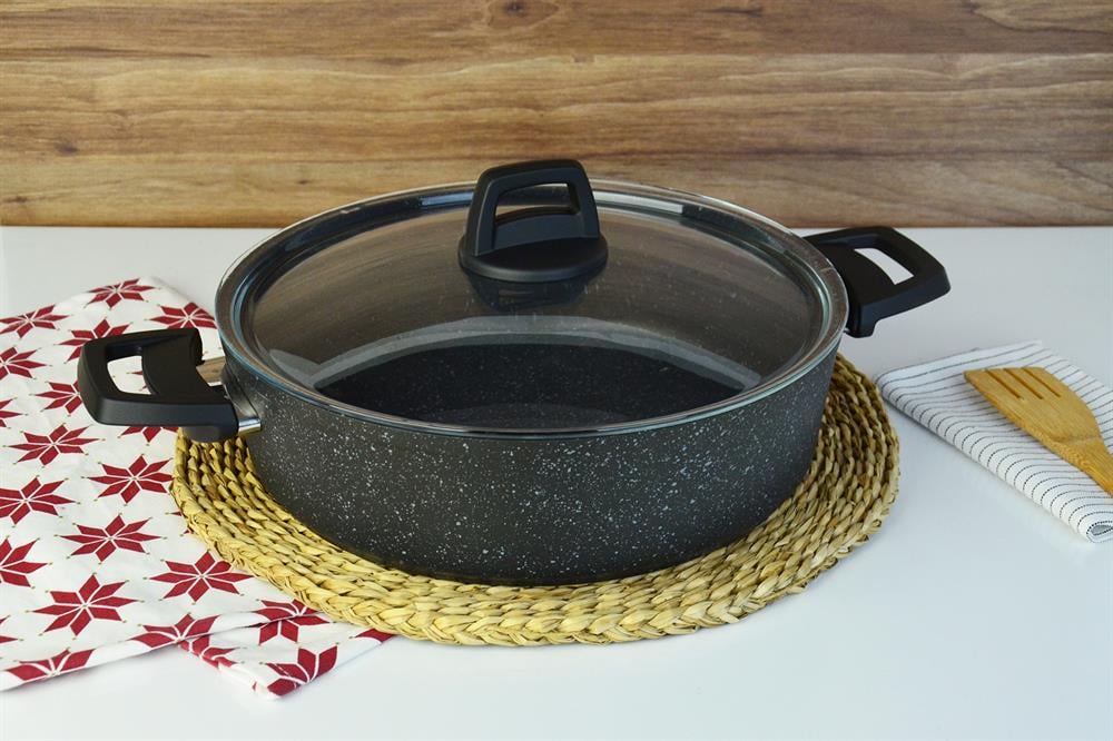 PAÇİ-28 CM MAT SİYAH BASIK TENCERE