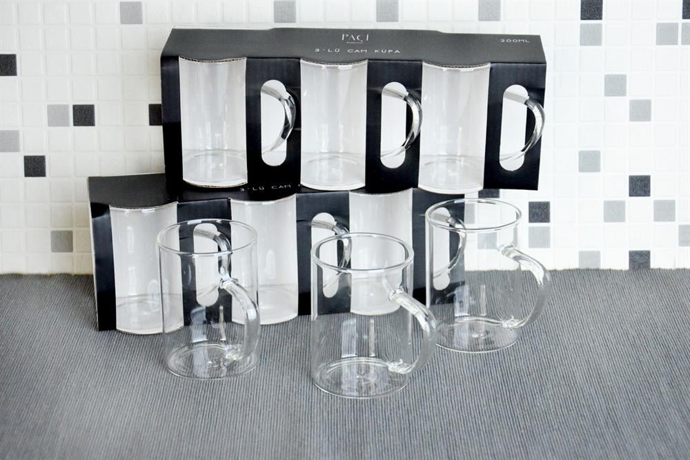 PAÇİ-3'LÜ 200 ML BRSLKATLI CAM KUPA BARDAK