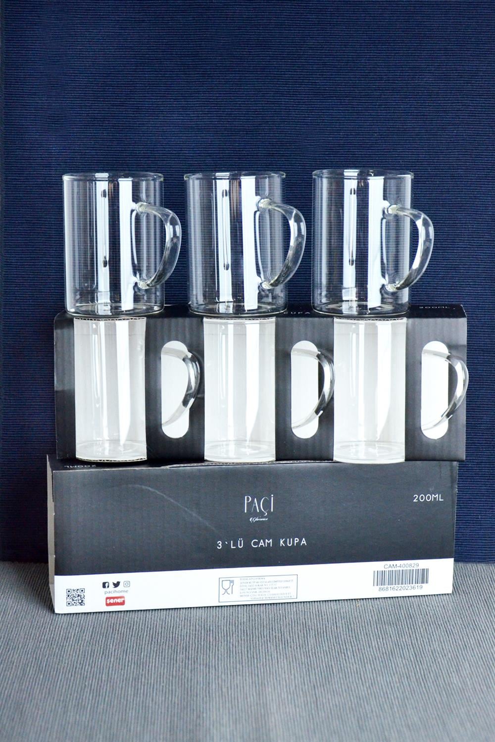 PAÇİ-3'LÜ 200 ML BRSLKATLI CAM KUPA BARDAK