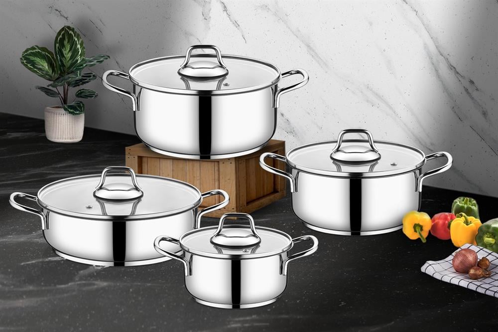 PAÇİ-ALARA 8 PARÇA ÇELİK TENCERE SETİ