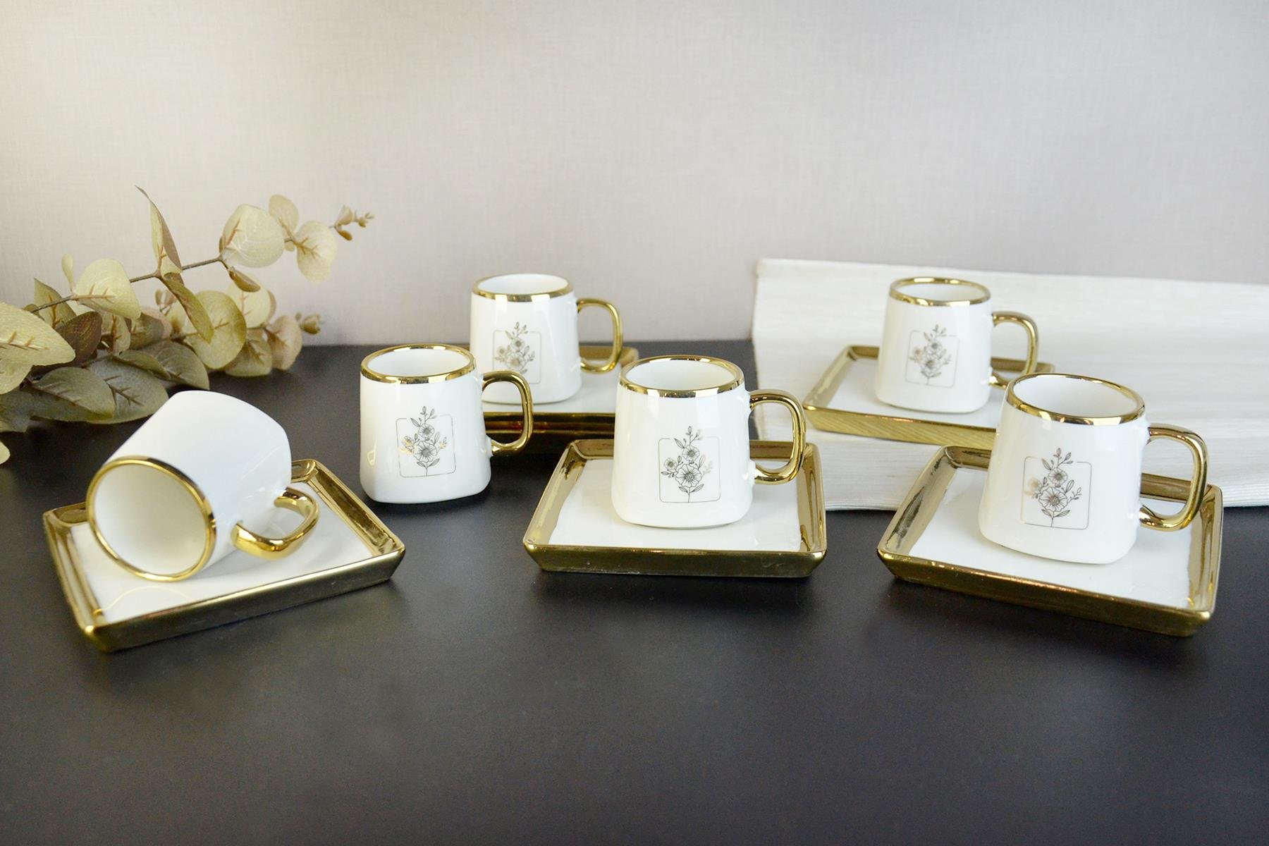 PAÇİ-ALLESİO BEYAZ YALDIZLI KAHVE FİNCANI