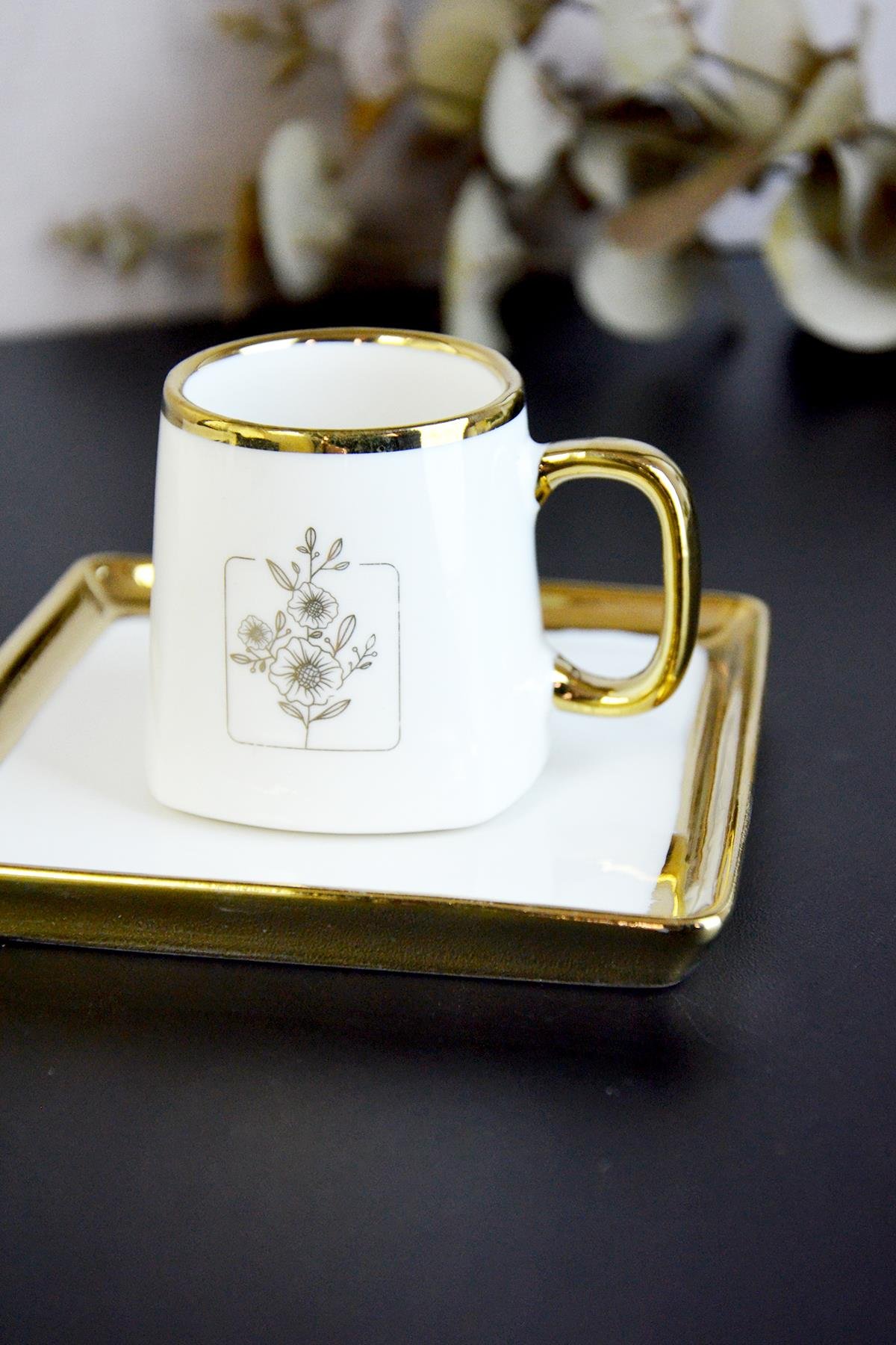 PAÇİ-ALLESİO BEYAZ YALDIZLI KAHVE FİNCANI