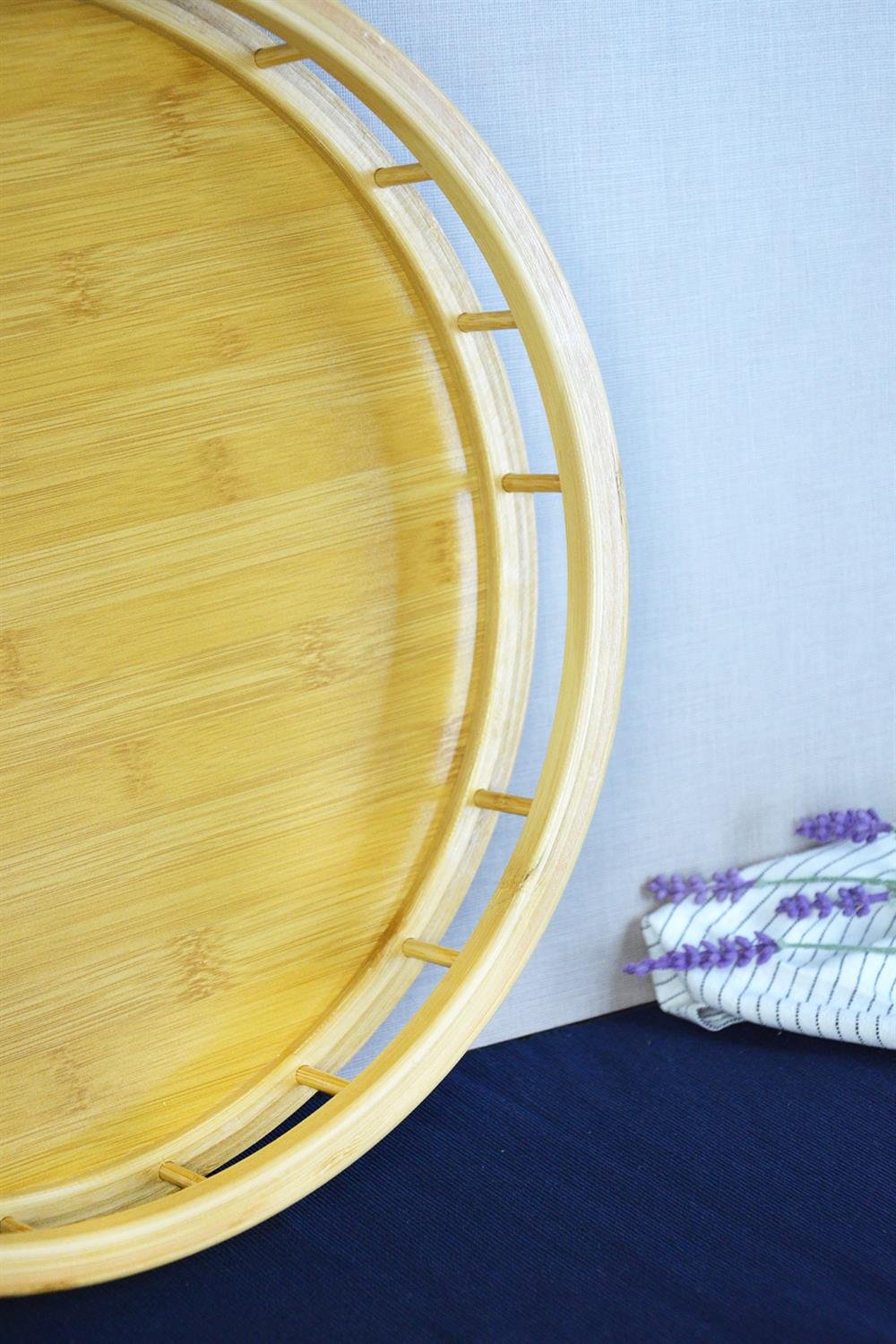 PAÇİ-BAMBU 36 CM YUVARLAK ÇİTLİ TEPSİ