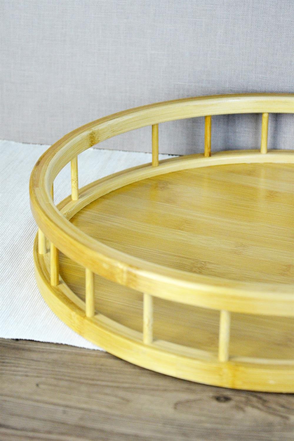 PAÇİ-BAMBU 36 CM YUVARLAK ÇİTLİ TEPSİ