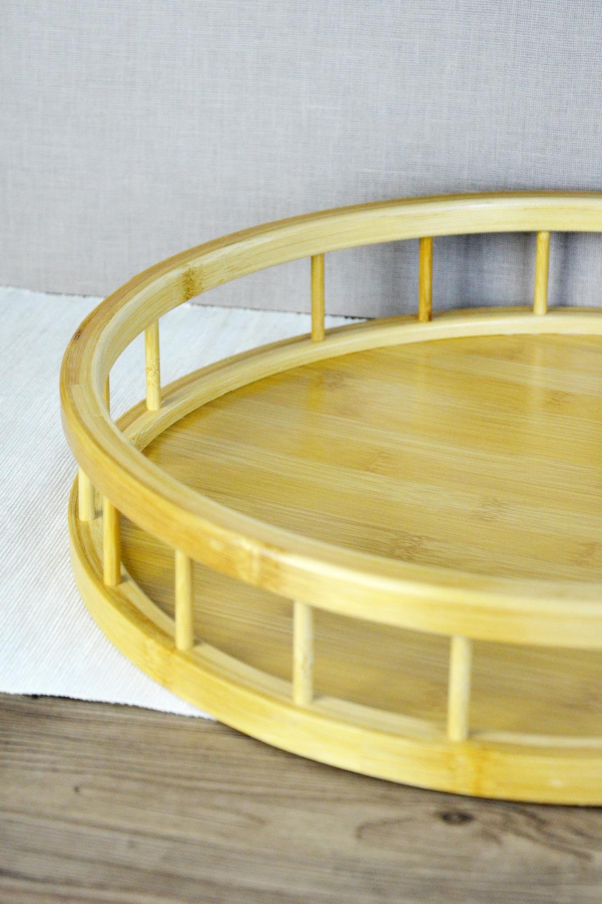 PAÇİ-BAMBU 38 CM ÇİTLİ YUVARLAK TEPSİ