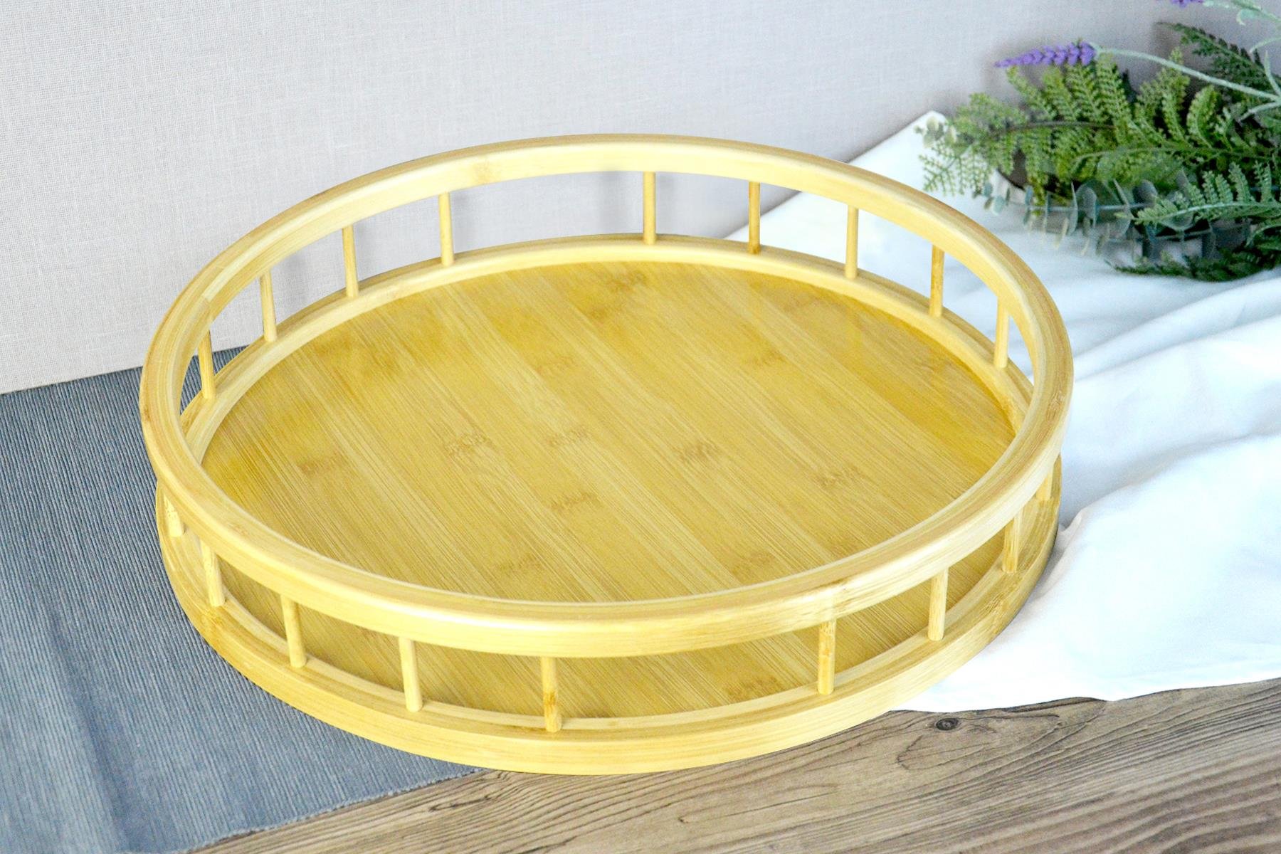 PAÇİ-BAMBU 38 CM ÇİTLİ YUVARLAK TEPSİ