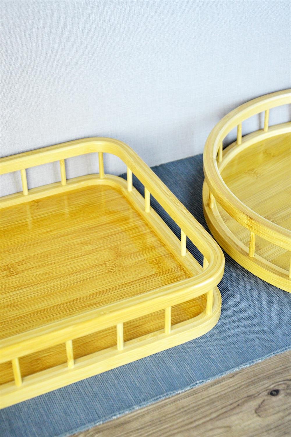 PAÇİ-BAMBU 45x30 CM YUVARLAK ÇİTLİ TEPSİ