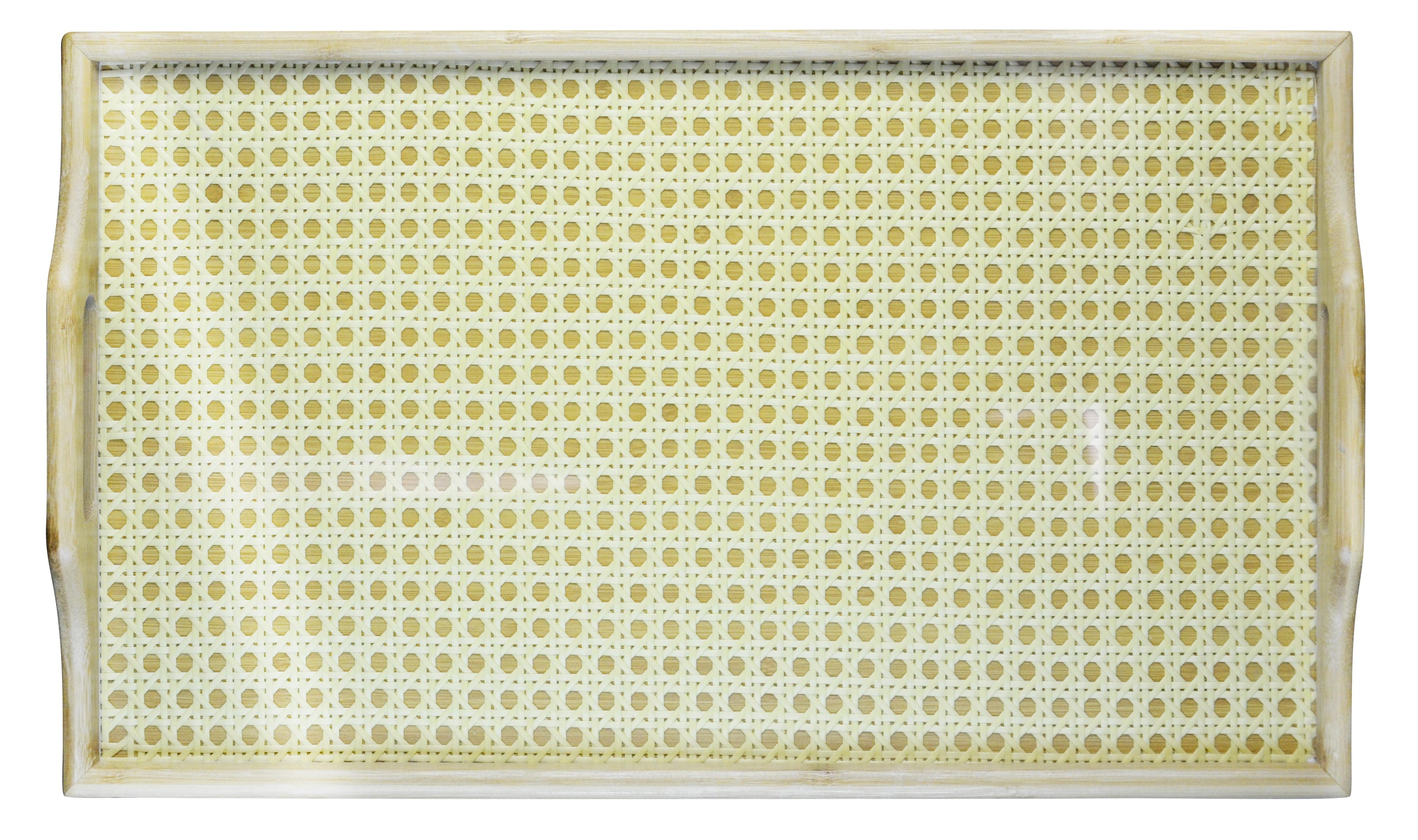 PAÇİ-BAMBU 50x30 CAMLI AYAKLI DEKORATİF KEYİF TEPSİ