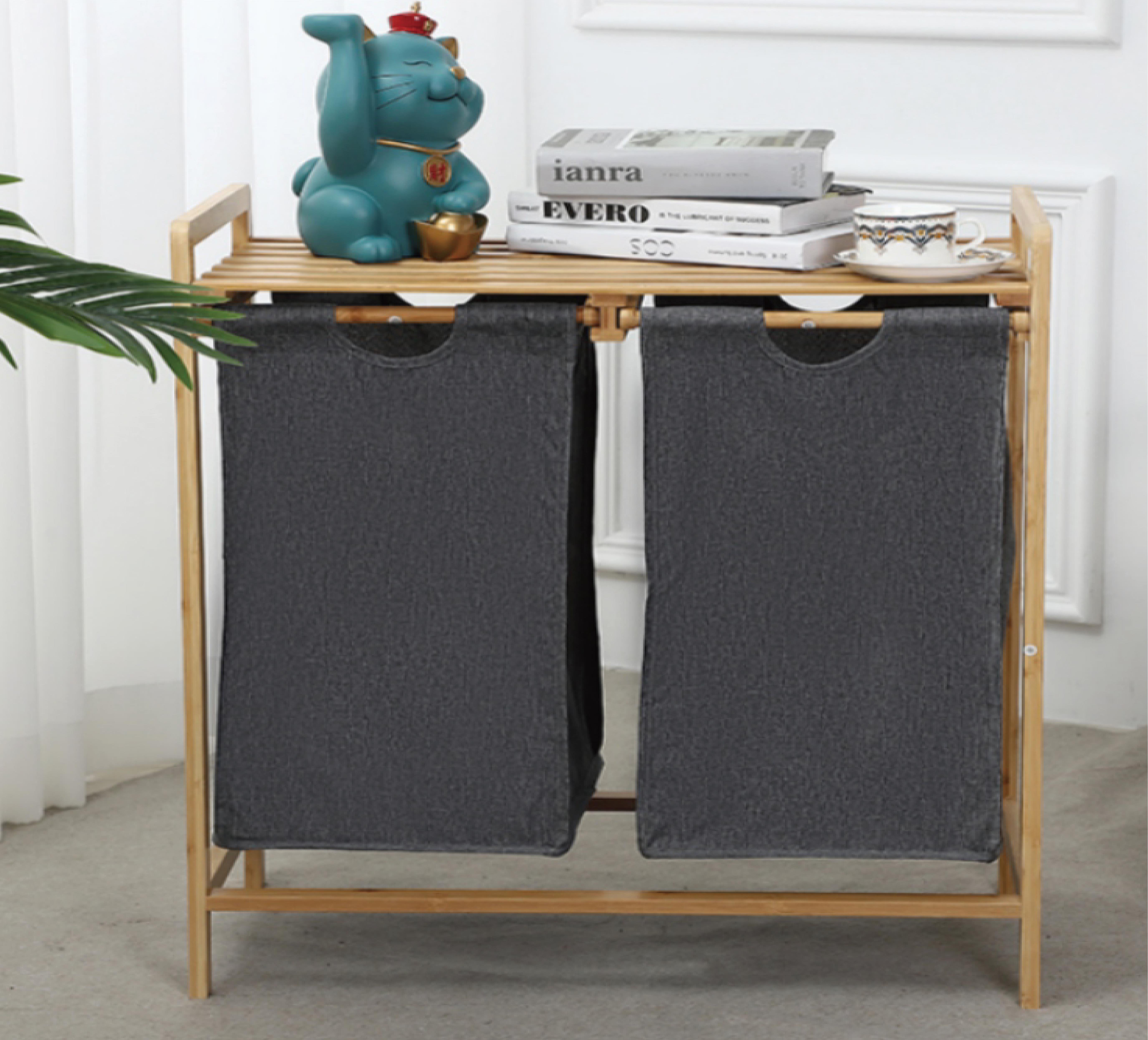 PAÇİ-BAMBU GRİ İKİLİ ÇAMAŞIR SEPETİ