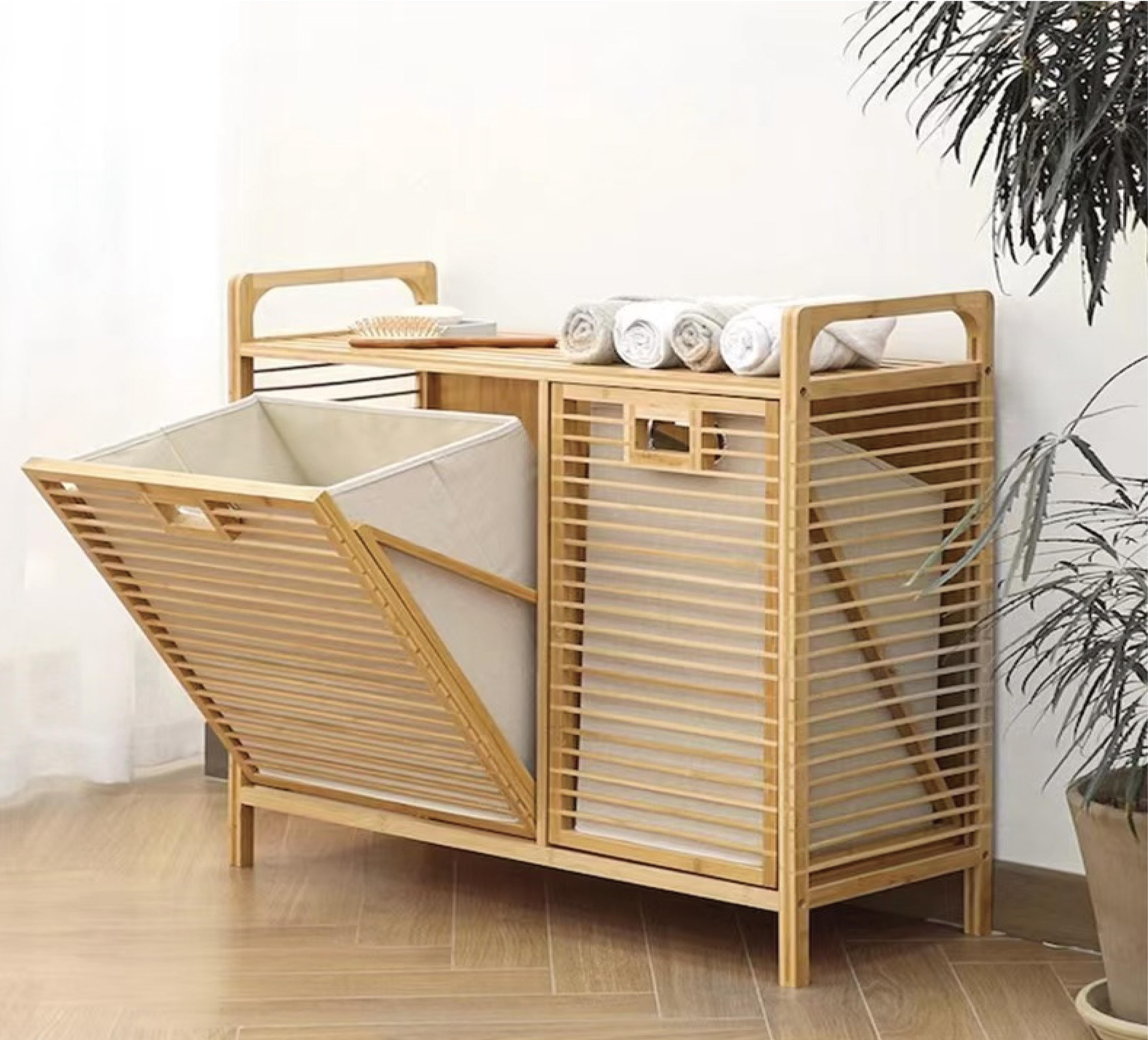 PAÇİ-BAMBU KREM ÇAMAŞIR SEPETİ