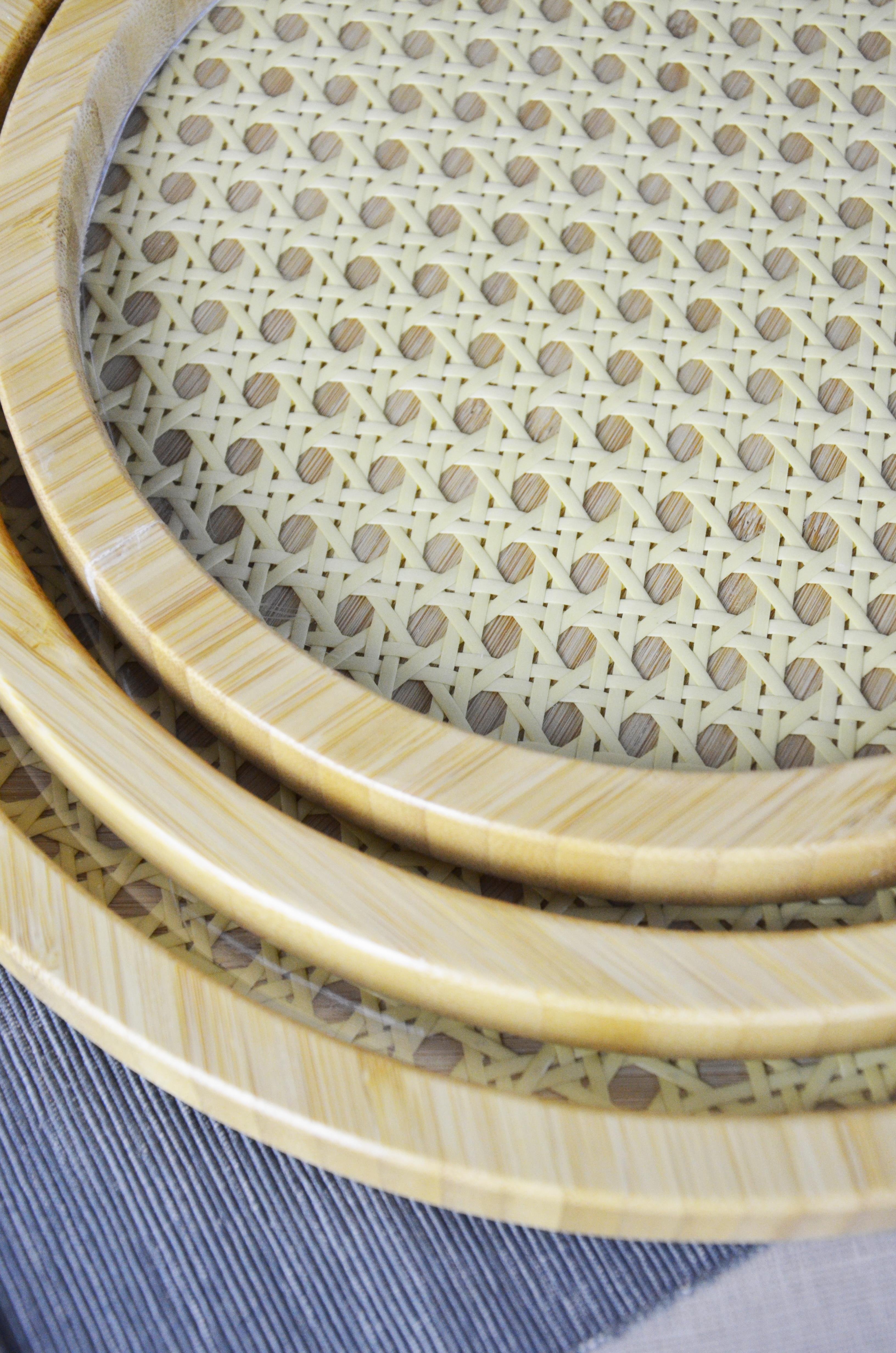 PAÇİ-BAMBU YUVARLAK 3'LÜ CAMLI TEPSİ