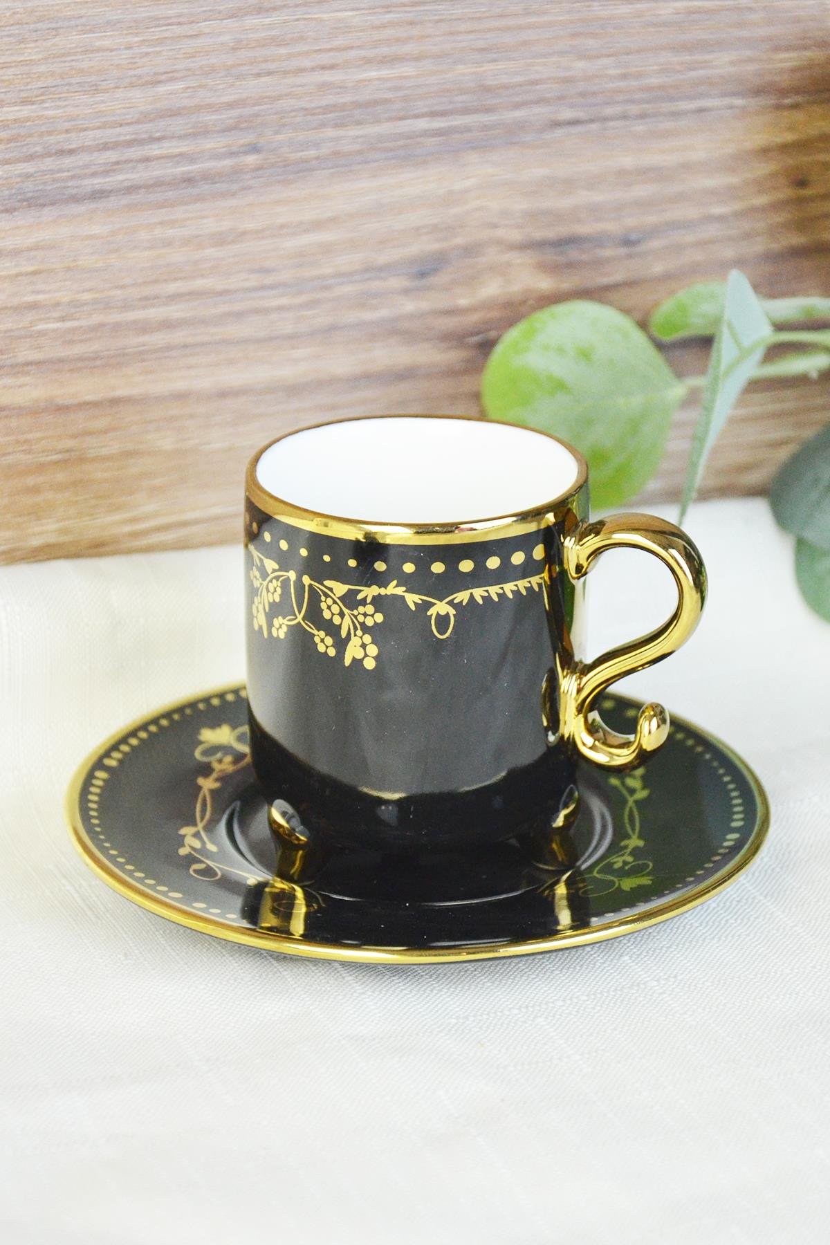 PAÇİ-CAMİLLE AYAKLI RENKLİ YALDIZLI KAHVE FİNCANI