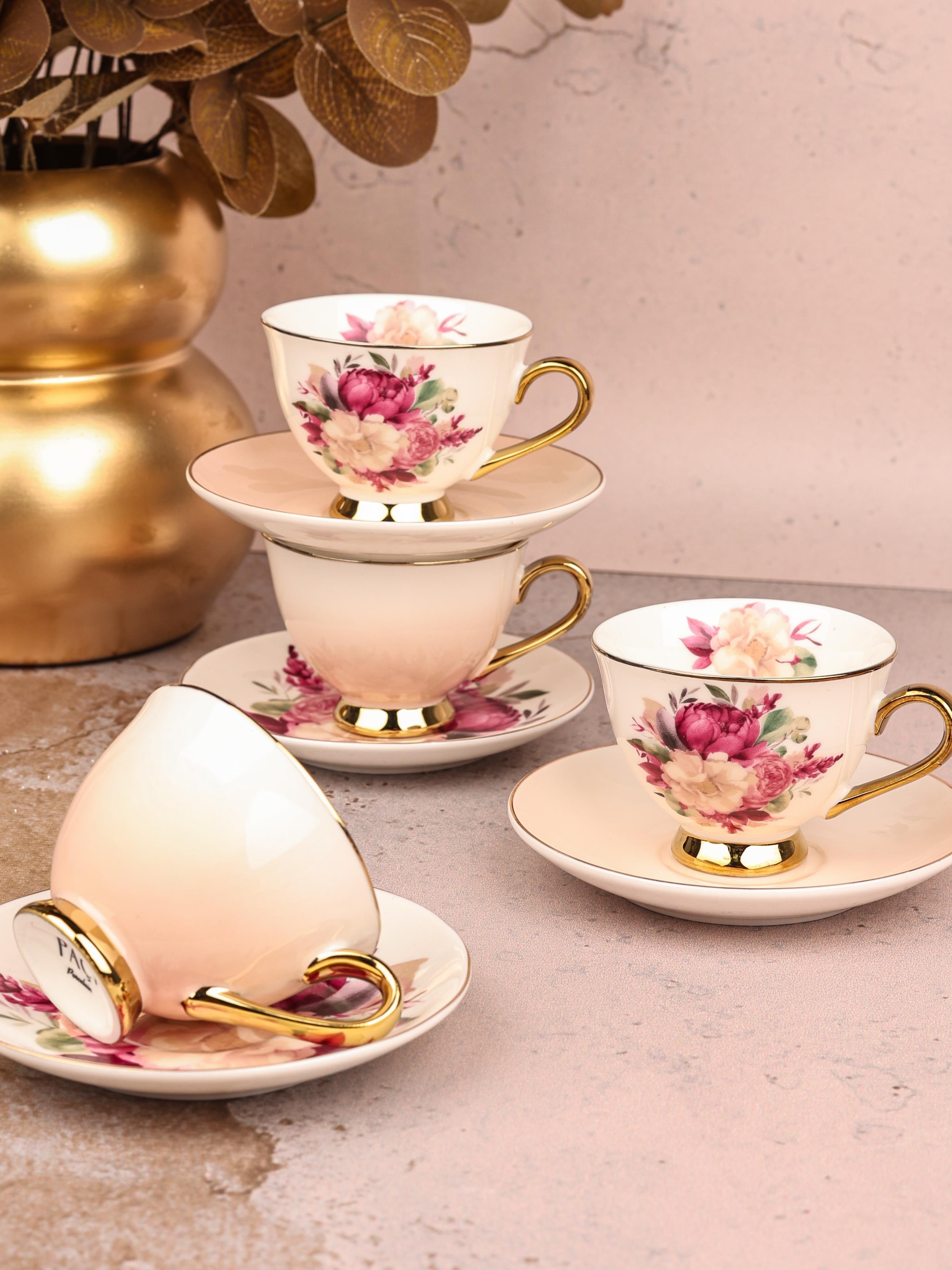 PAÇİ-ÇİÇEKLİ YALDIZLI KAHVE FİNCANI