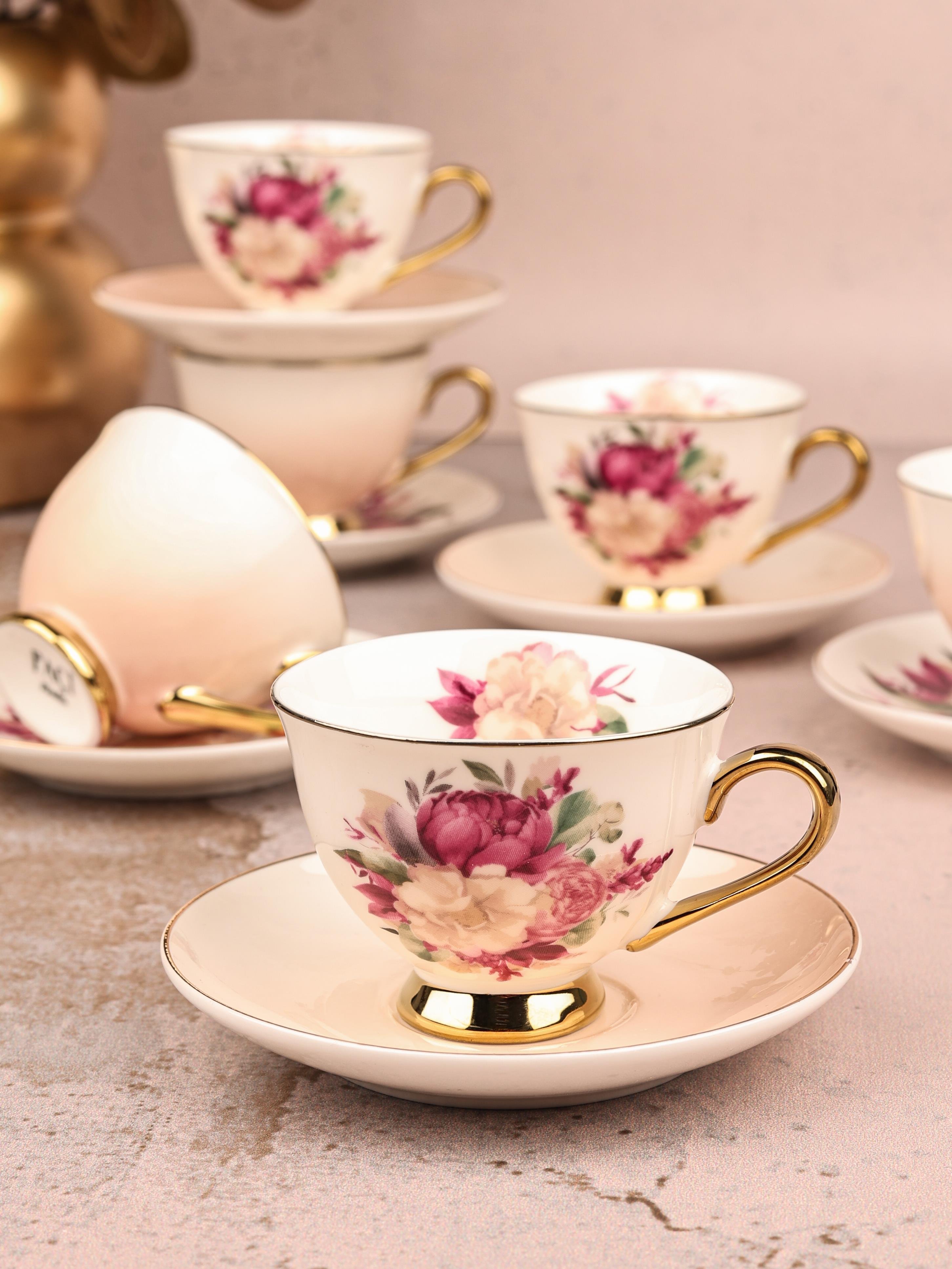 PAÇİ-ÇİÇEKLİ YALDIZLI KAHVE FİNCANI