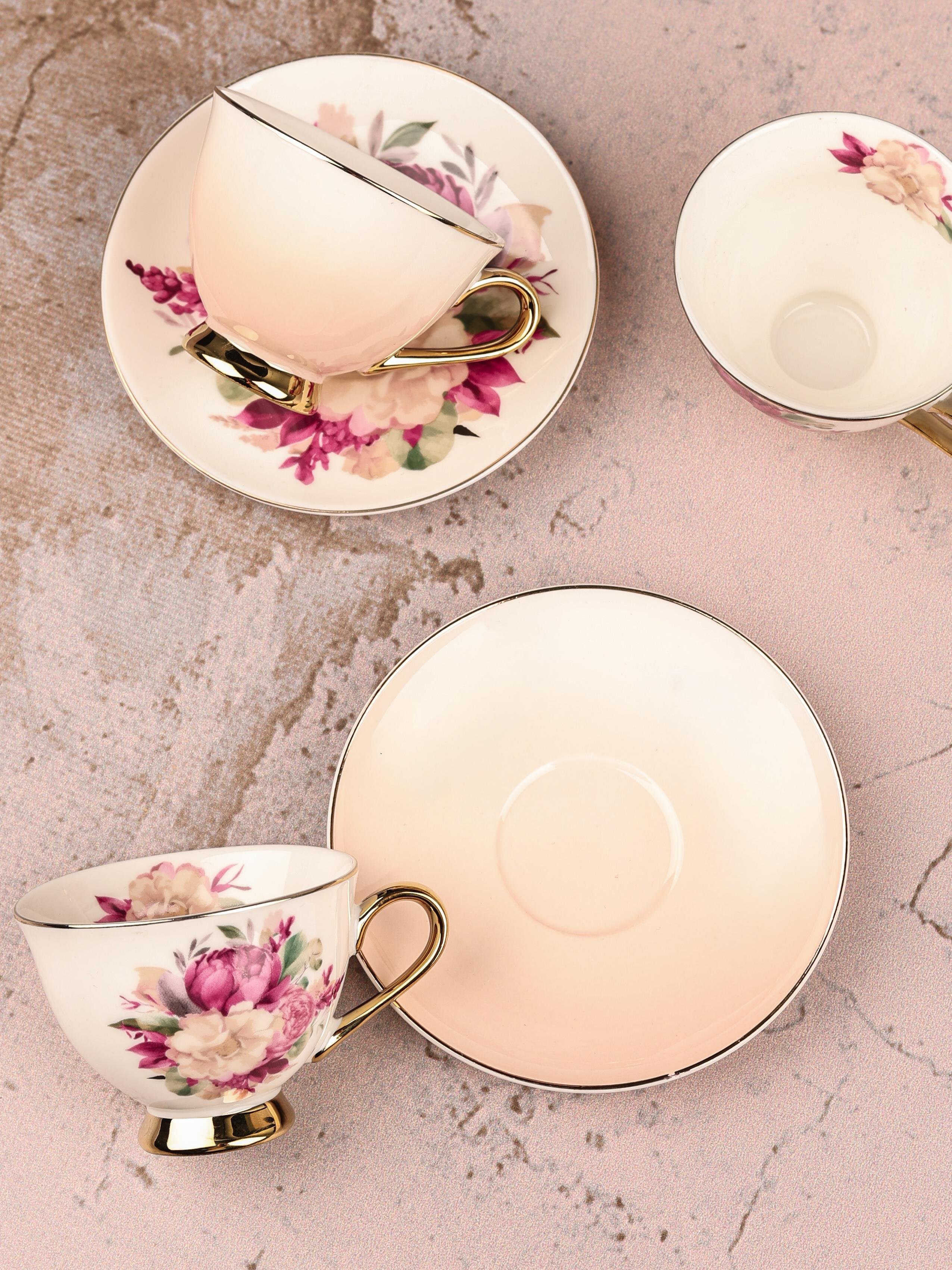 PAÇİ-ÇİÇEKLİ YALDIZLI KAHVE FİNCANI