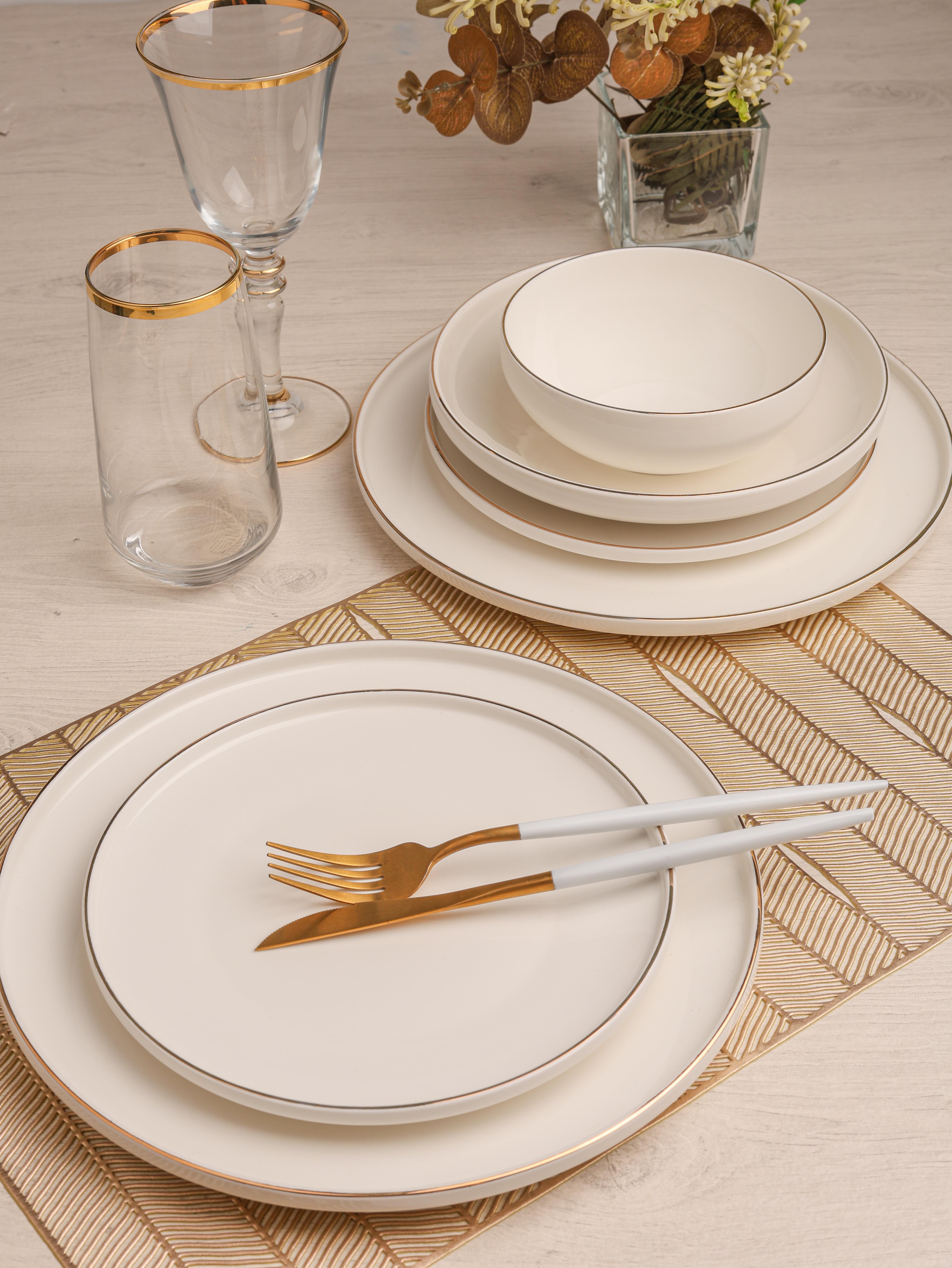 PAÇİ-CLODİA 24 PARÇA ALTIN YALDIZLI YEMEK TAKIMI