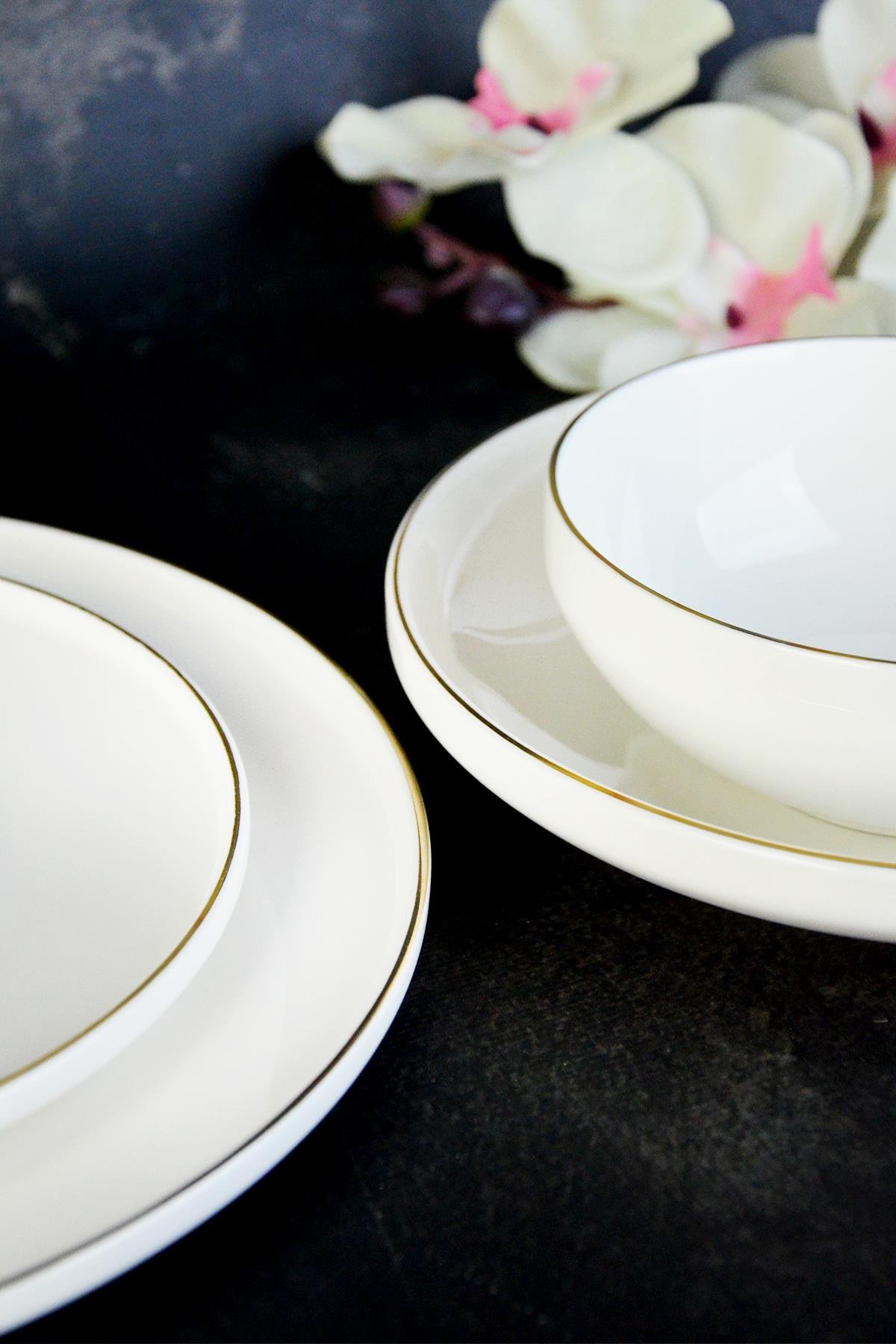 PAÇİ-CLODİA 24 PARÇA ALTIN YALDIZLI YEMEK TAKIMI