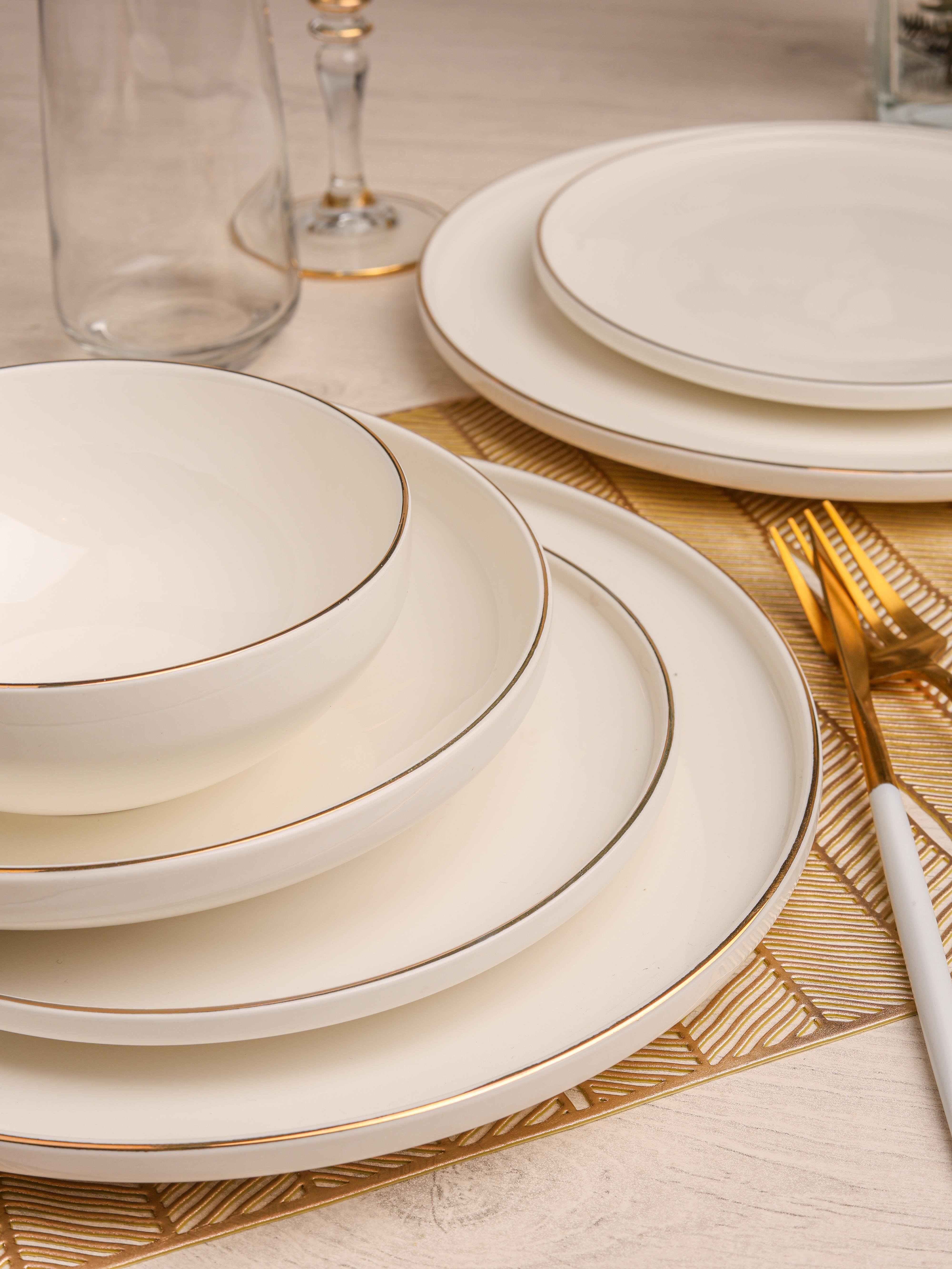 PAÇİ-CLODİA 24 PARÇA ALTIN YALDIZLI YEMEK TAKIMI