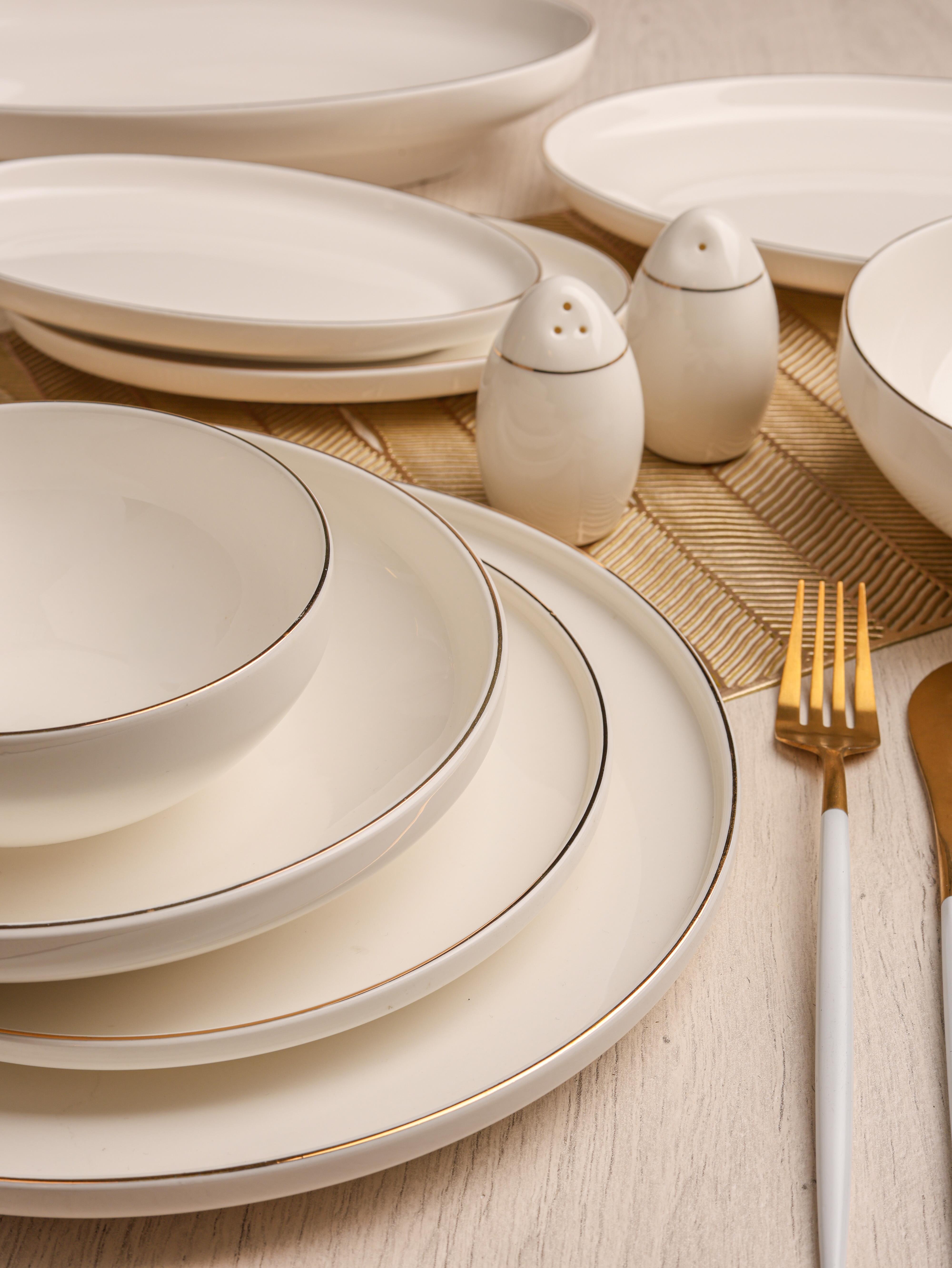 PAÇİ-CLODİA 55 PARÇA ALTIN YALDIZLI YEMEK TAKIMI