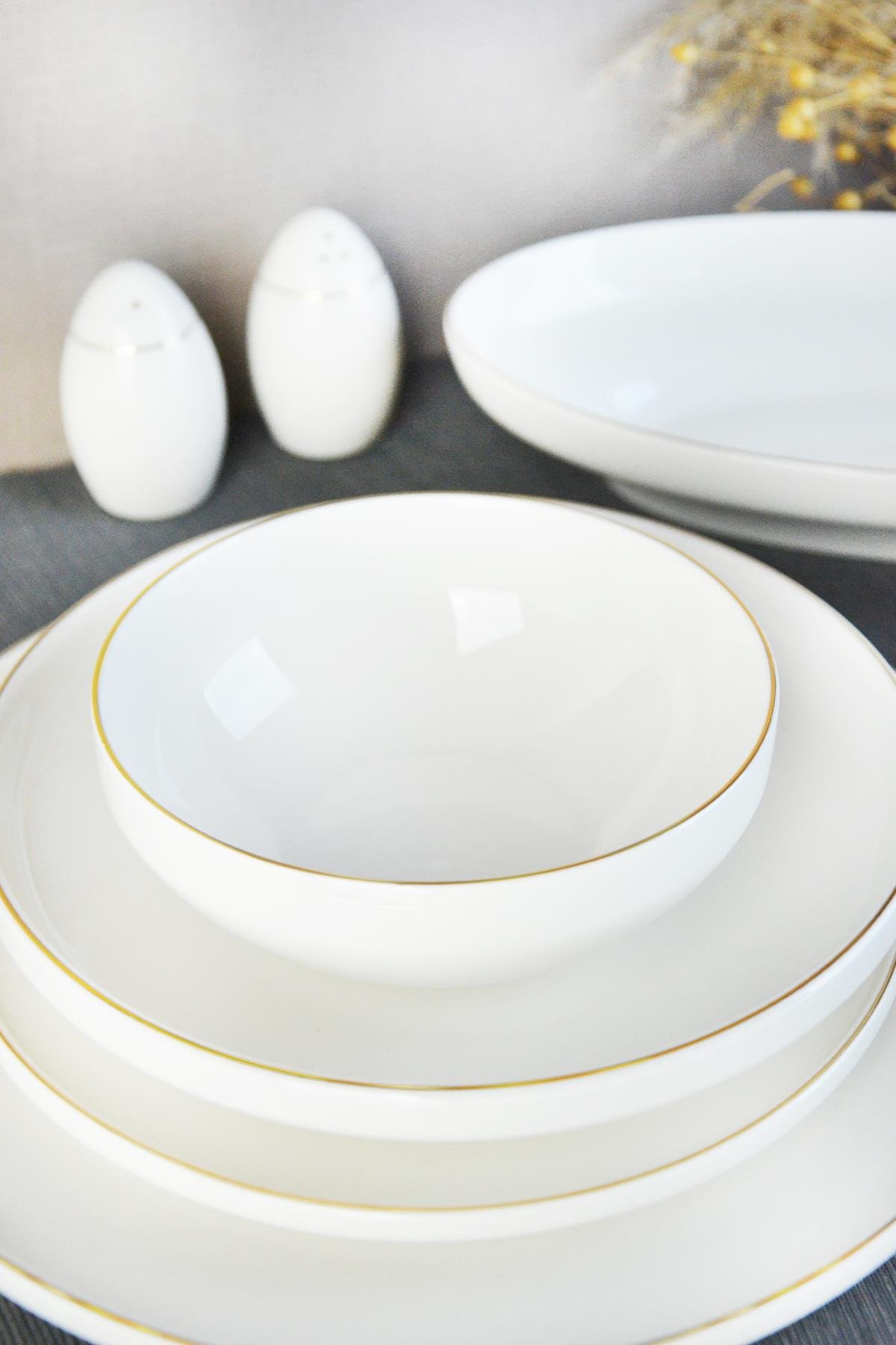 PAÇİ-CLODİA 55 PARÇA ALTIN YALDIZLI YEMEK TAKIMI