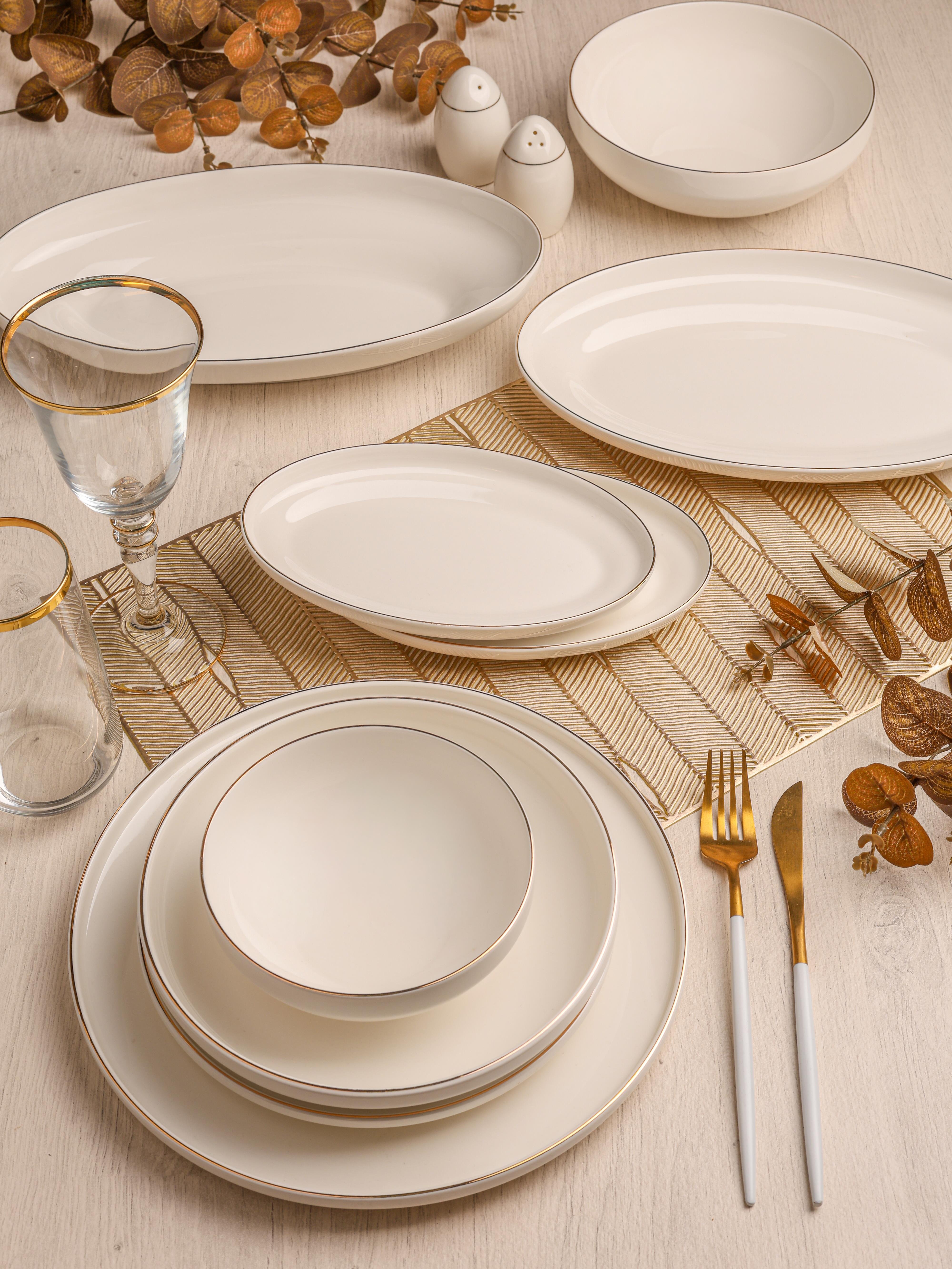 PAÇİ-CLODİA 55 PARÇA ALTIN YALDIZLI YEMEK TAKIMI