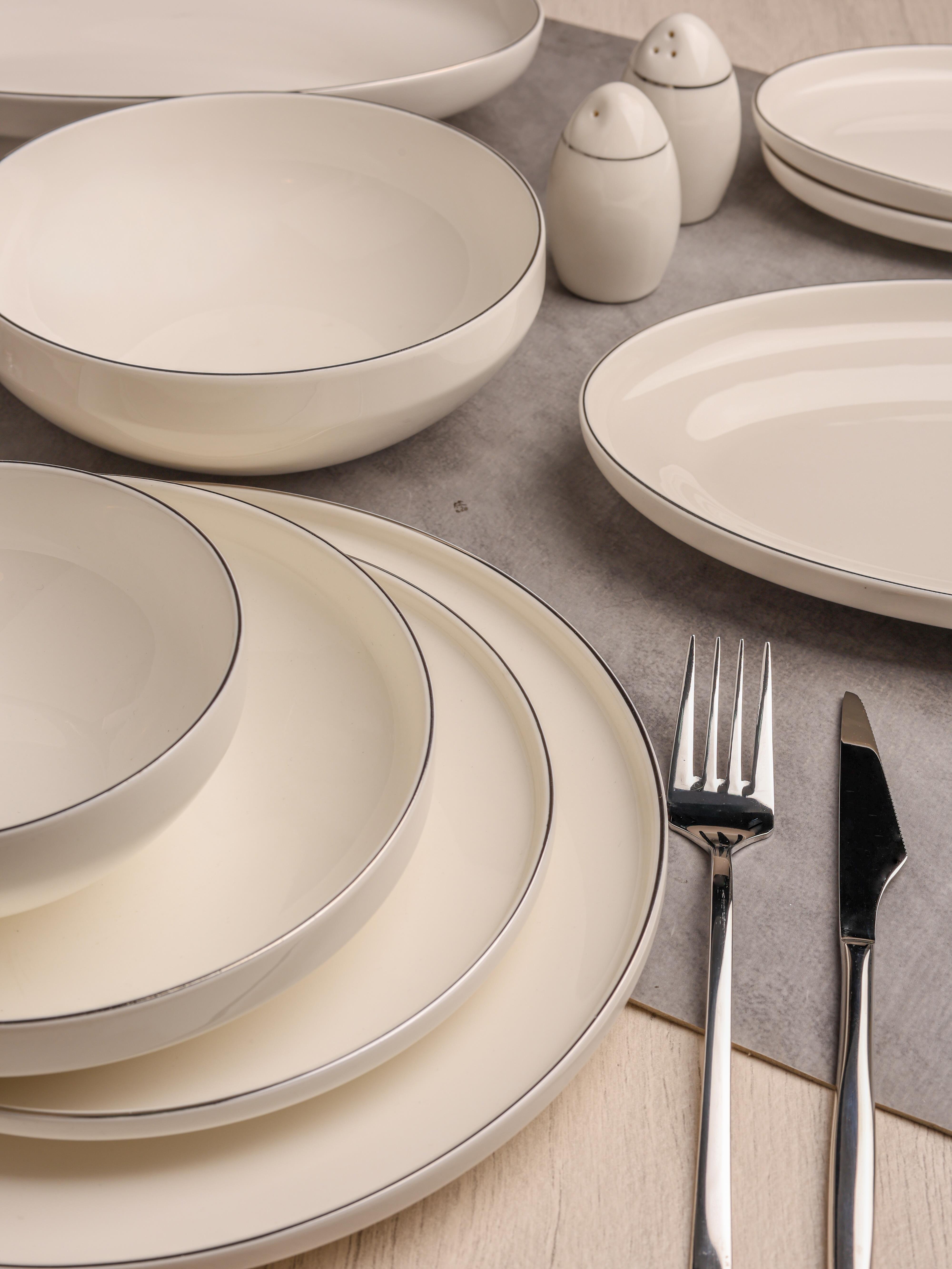 PAÇİ-CLODİA 55 PARÇA GÜMÜŞ YALDIZLI YEMEK TAKIMI