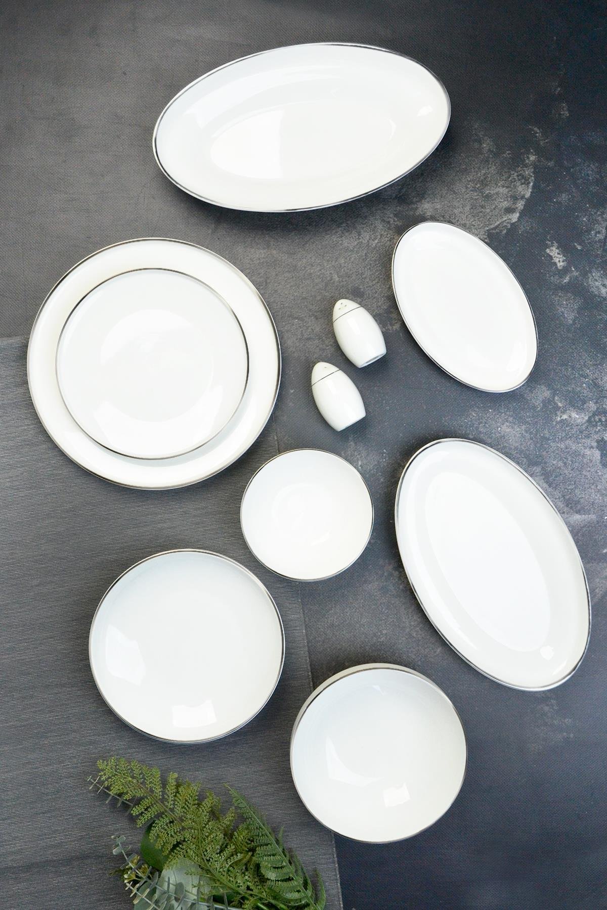 PAÇİ-CLODİA 55 PARÇA GÜMÜŞ YALDIZLI YEMEK TAKIMI