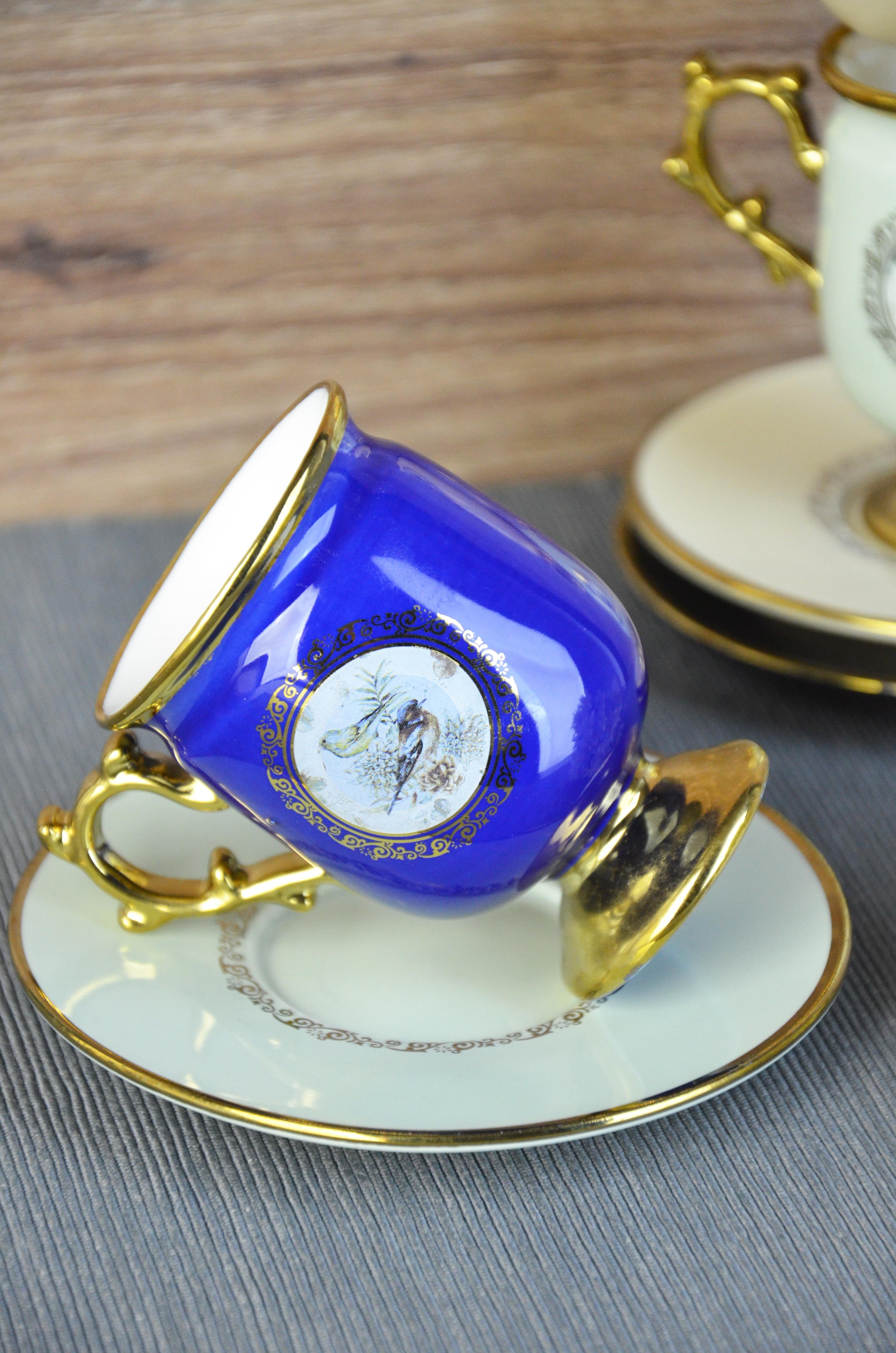 PAÇİ-DESİRE AYAKLI RENKLİ YALDIZLI KUŞLU KAHVE FİNCANI