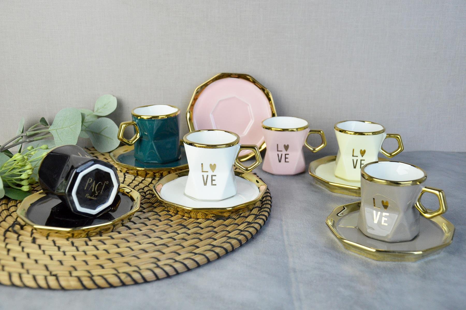 PAÇİ-DİANA RENKLİ YALDIZLI KAHVE FİNCANI