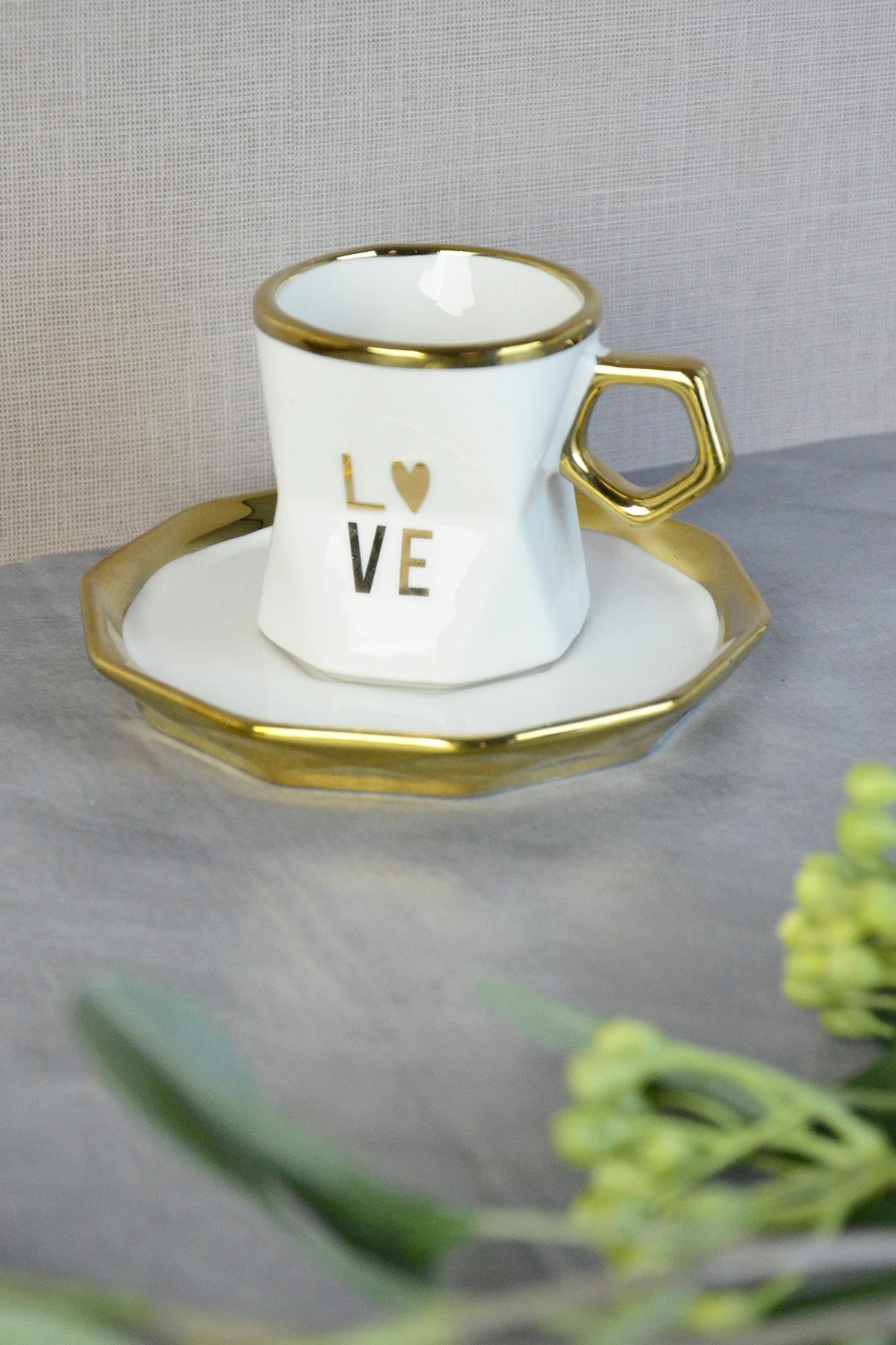 PAÇİ-DİANA RENKLİ YALDIZLI KAHVE FİNCANI