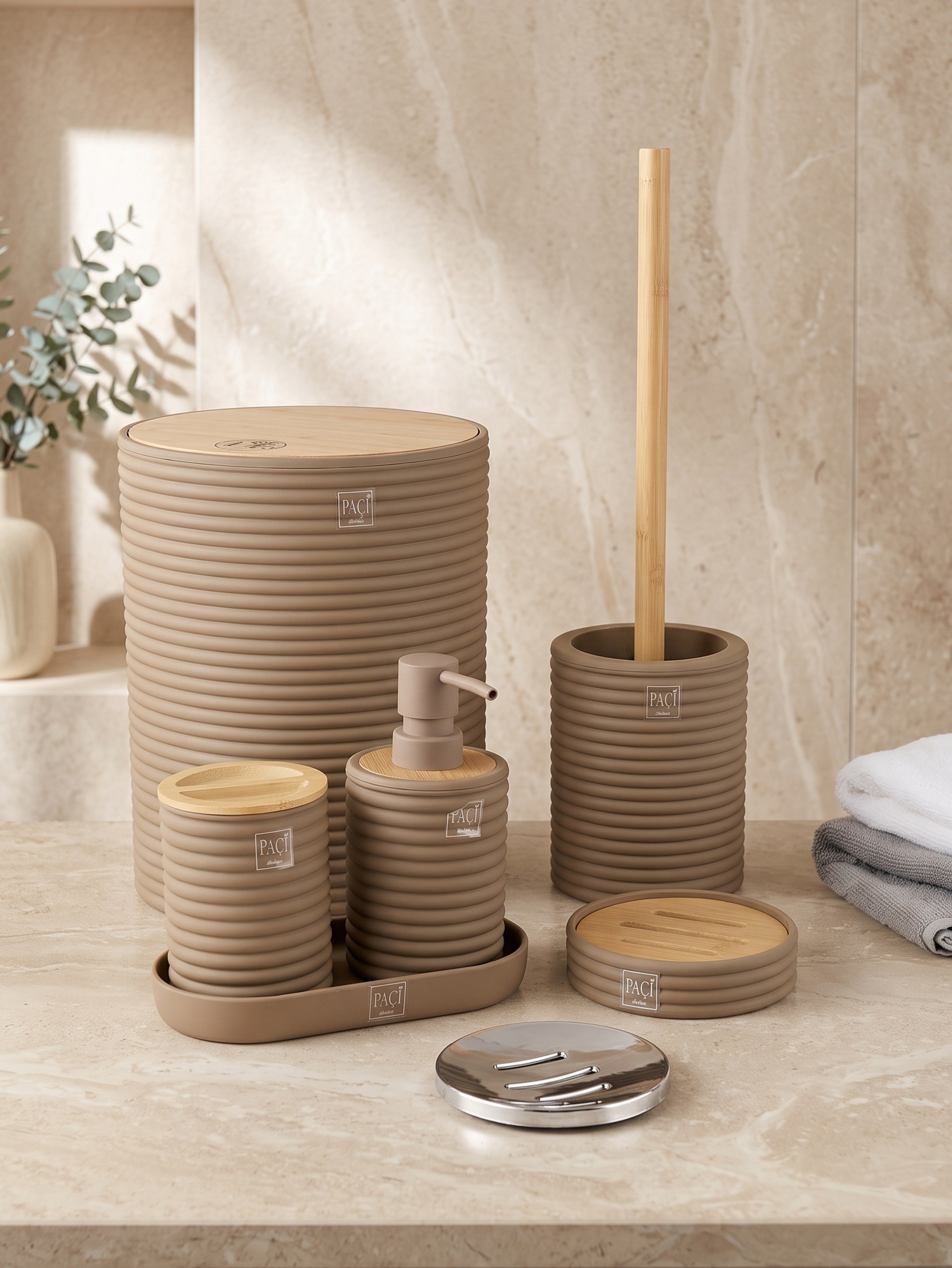 PAÇİ-ELARA KAHVERENGİ 5'Lİ BANYO SETİ