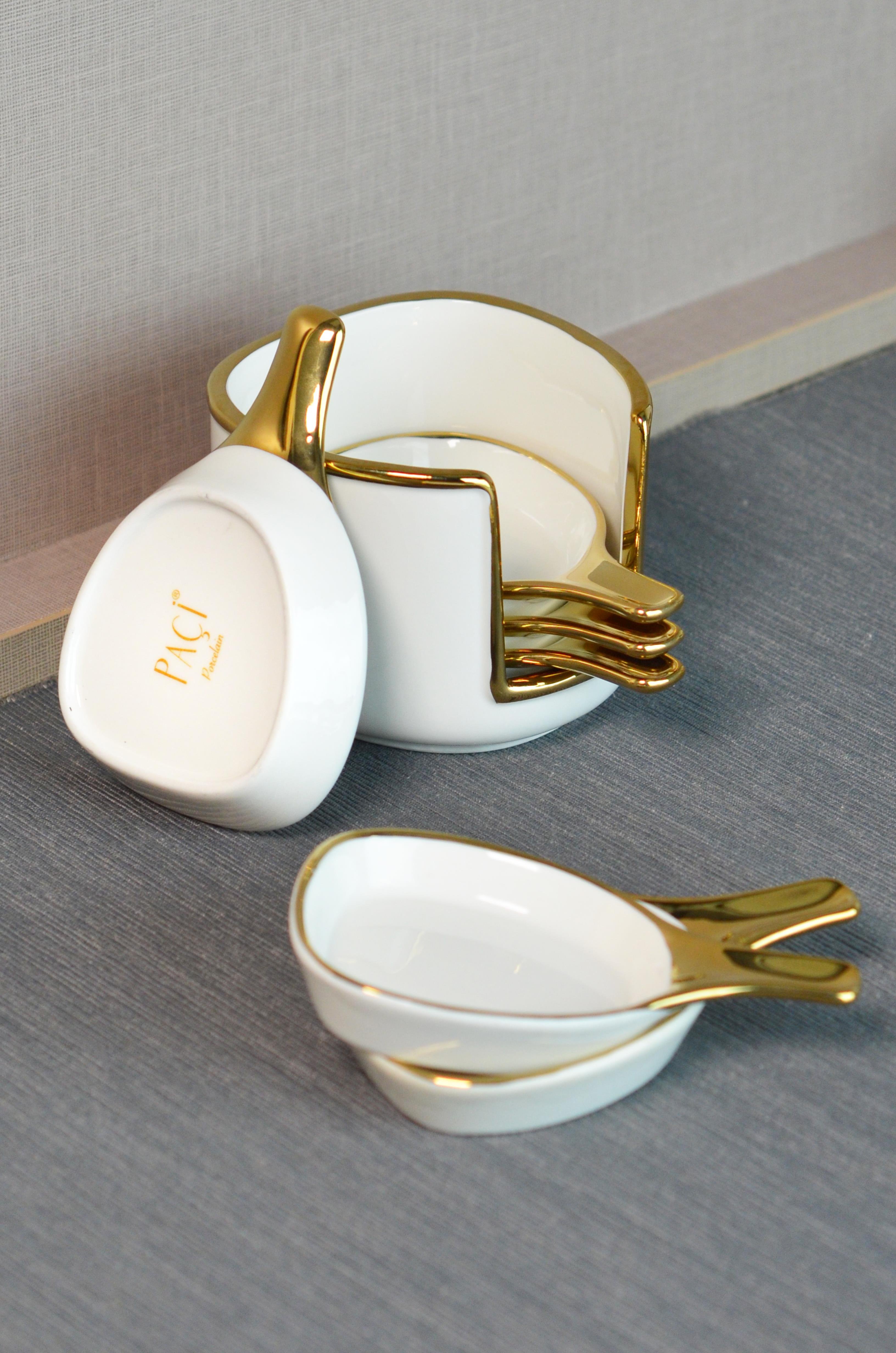 PAÇİ-ELLA 6'LI YALDIZLI KÖŞELİ PORSELEN SOSLUK