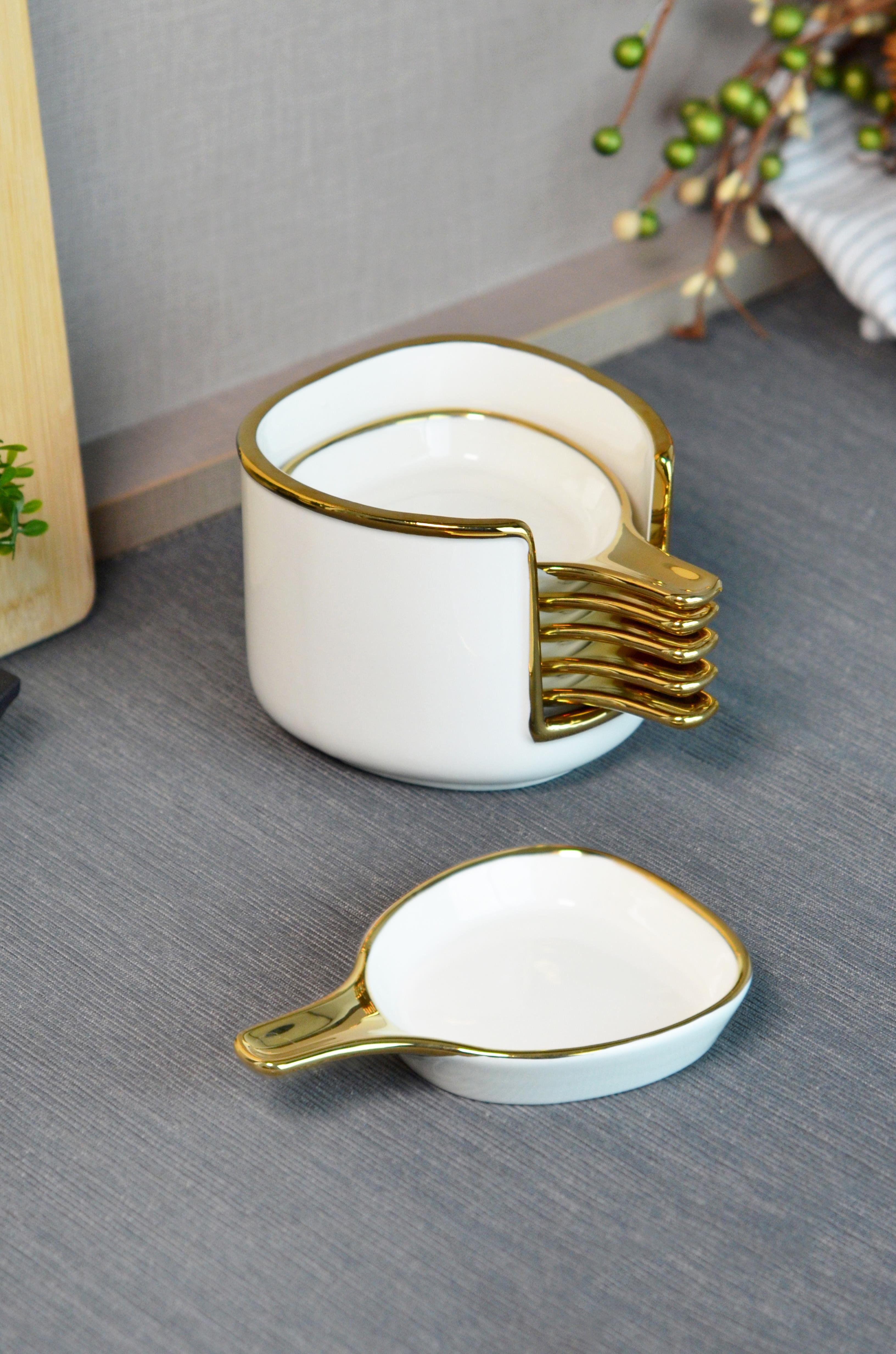 PAÇİ-ELLA 6'LI YALDIZLI KÖŞELİ PORSELEN SOSLUK