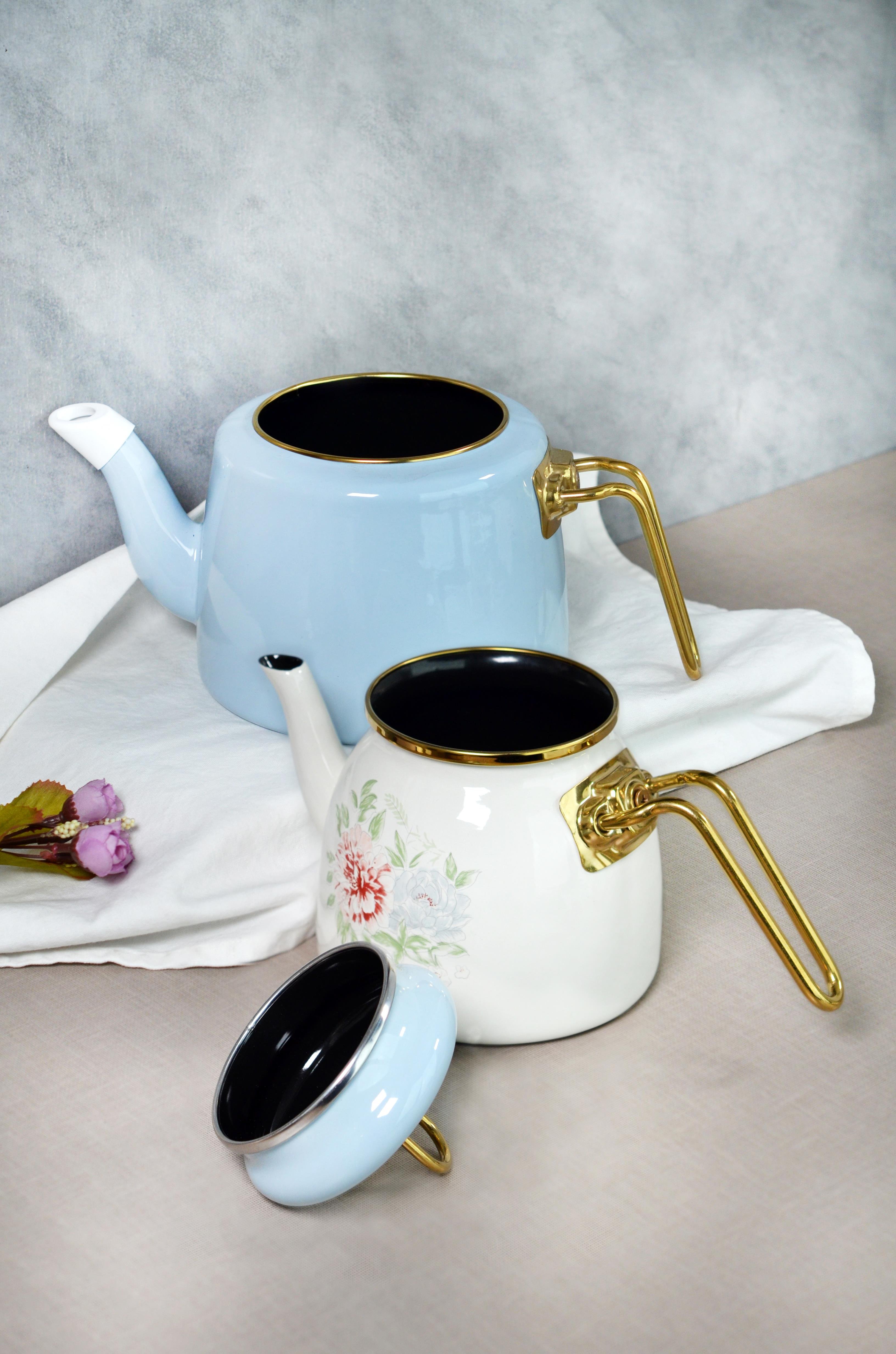 PAÇİ-EMAYE CLODİA MAVİ-ÇİÇEKLİ ÇAYDANLIK