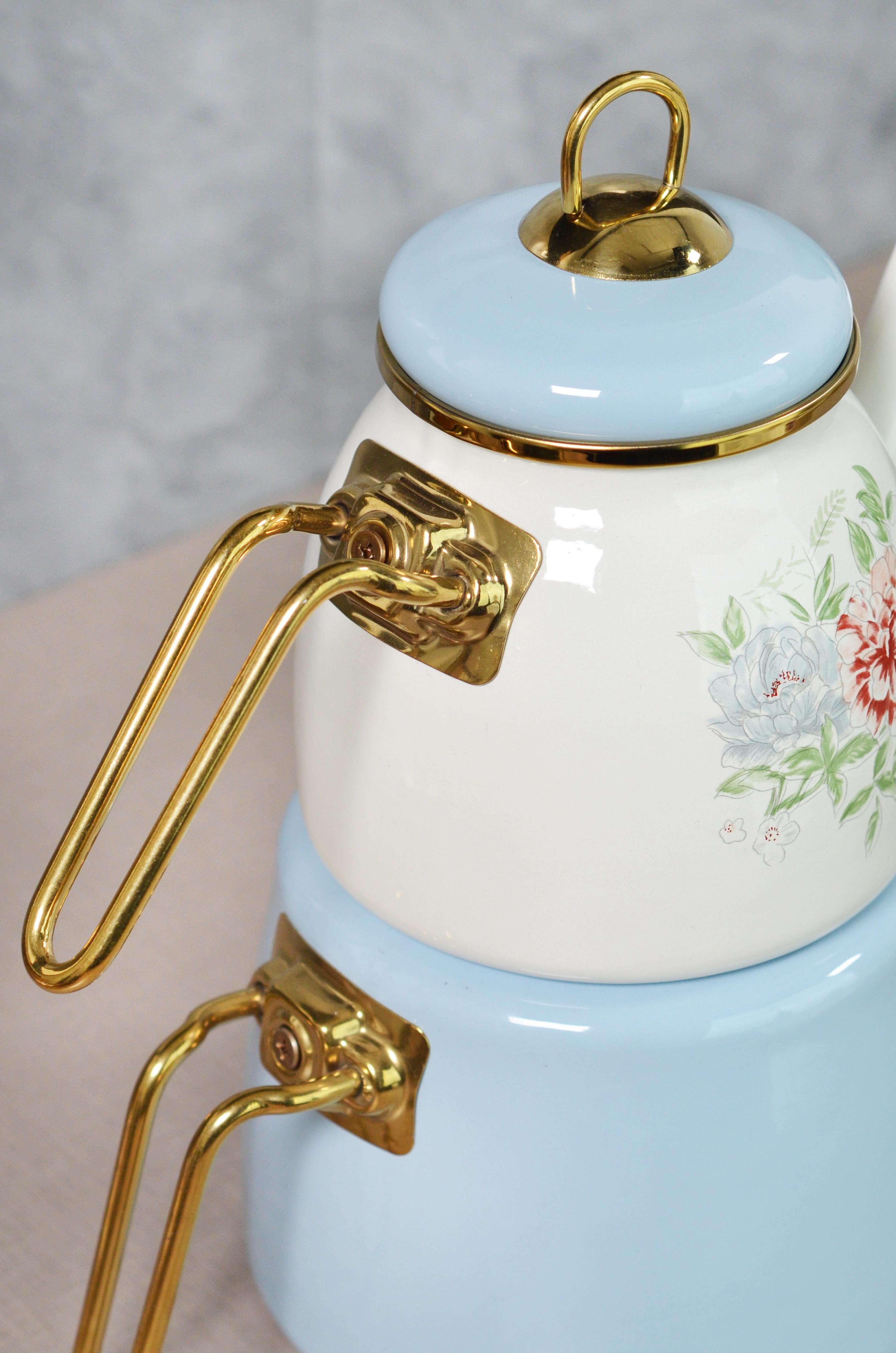 PAÇİ-EMAYE CLODİA MAVİ-ÇİÇEKLİ ÇAYDANLIK