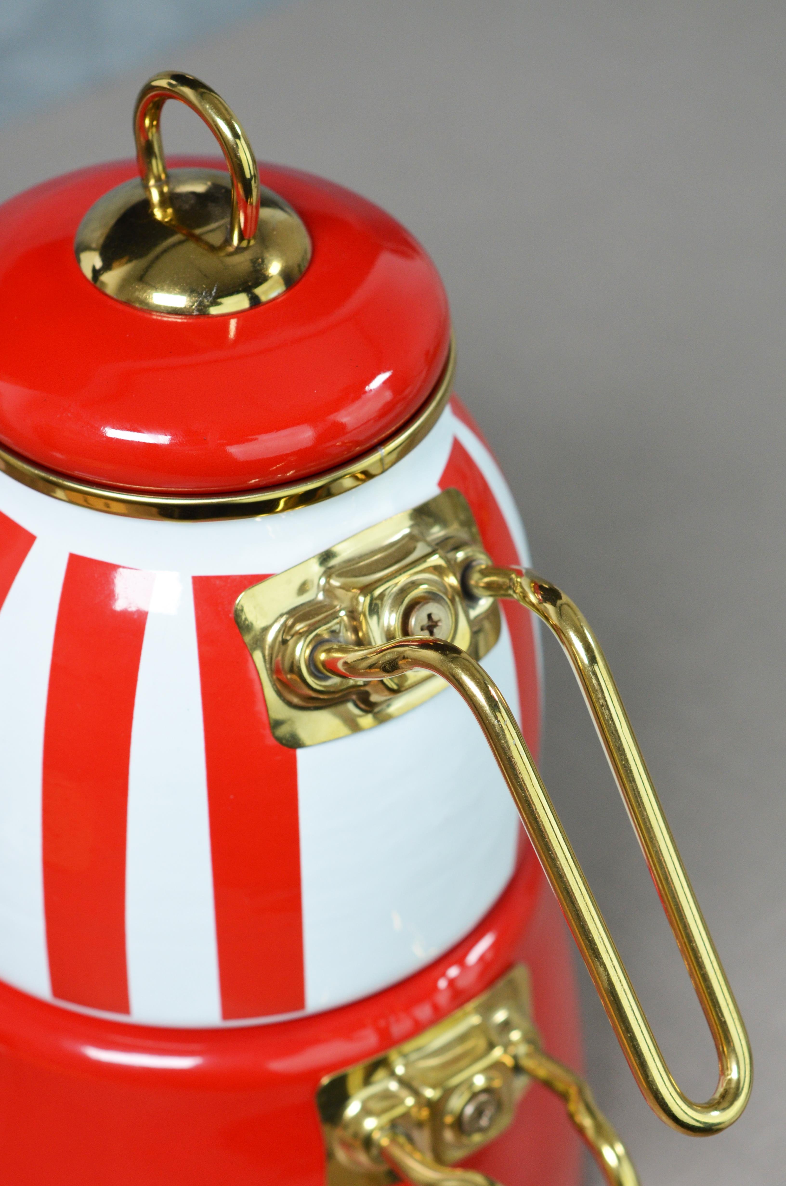 PAÇİ-EMAYE KIRMIZI ÇİZGİLİ ÇAYDANLIK