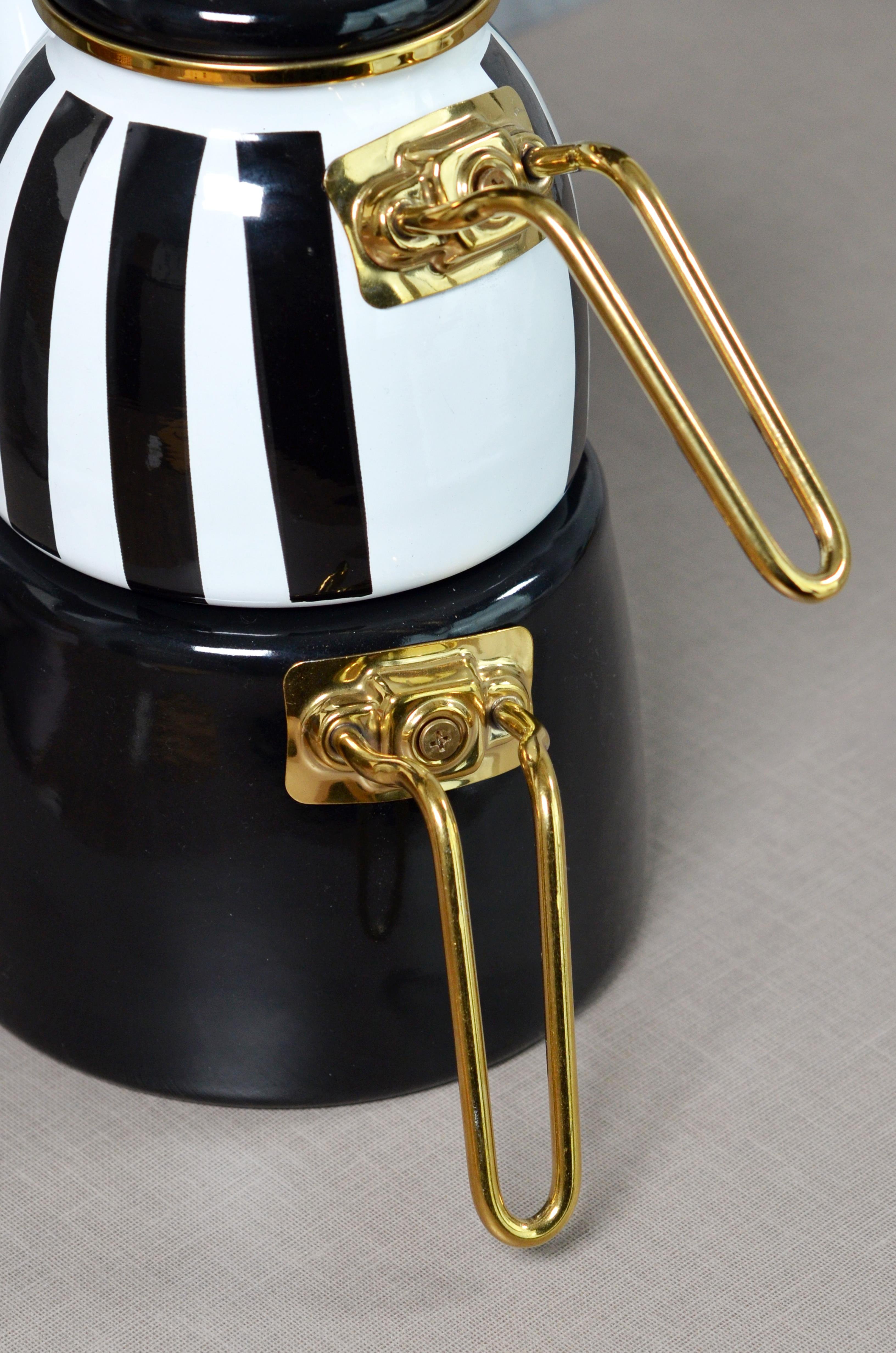 PAÇİ-EMAYE SİYAH ÇİZGİLİ ÇAYDANLIK