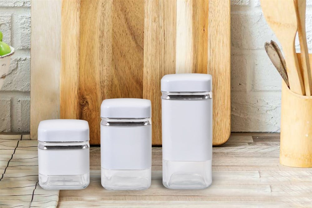 PAÇİ-FİONA 3 BOY BEYAZ GÜMÜŞ KAVANOZ SETİ