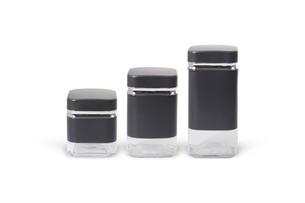 PAÇİ-FİONA 3 BOY GRİ GÜMÜŞ KAVANOZ SETİ