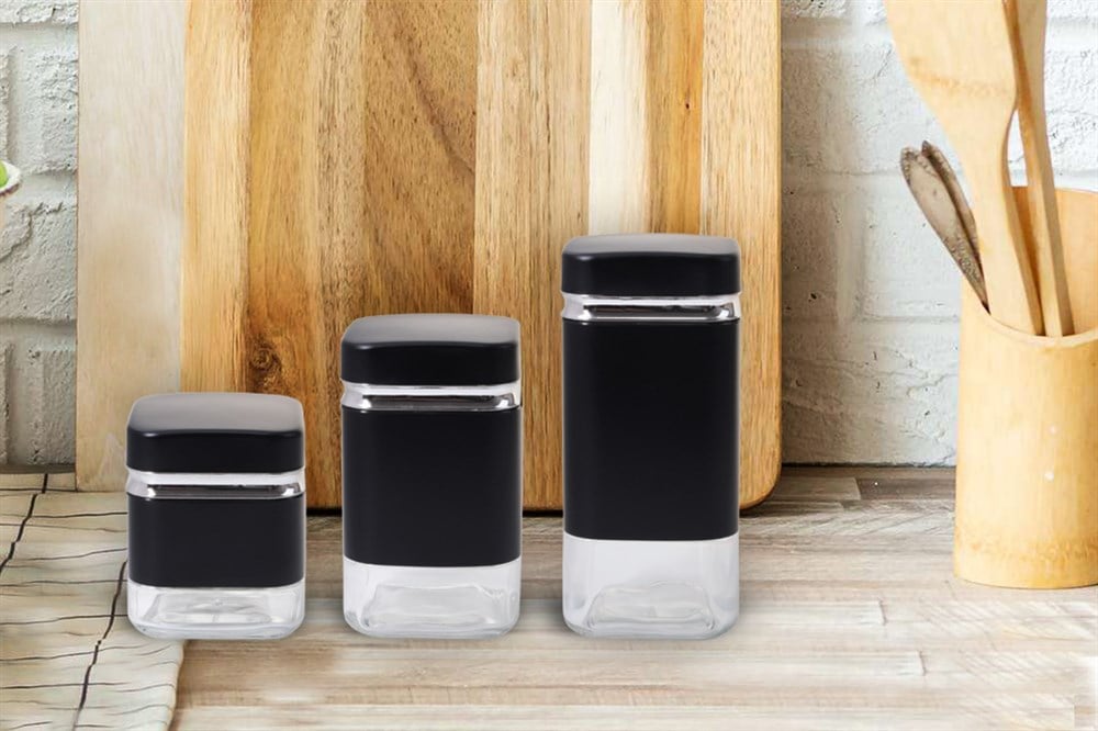 PAÇİ-FİONA 3 BOY SİYAH GÜMÜŞ KAVANOZ SETİ