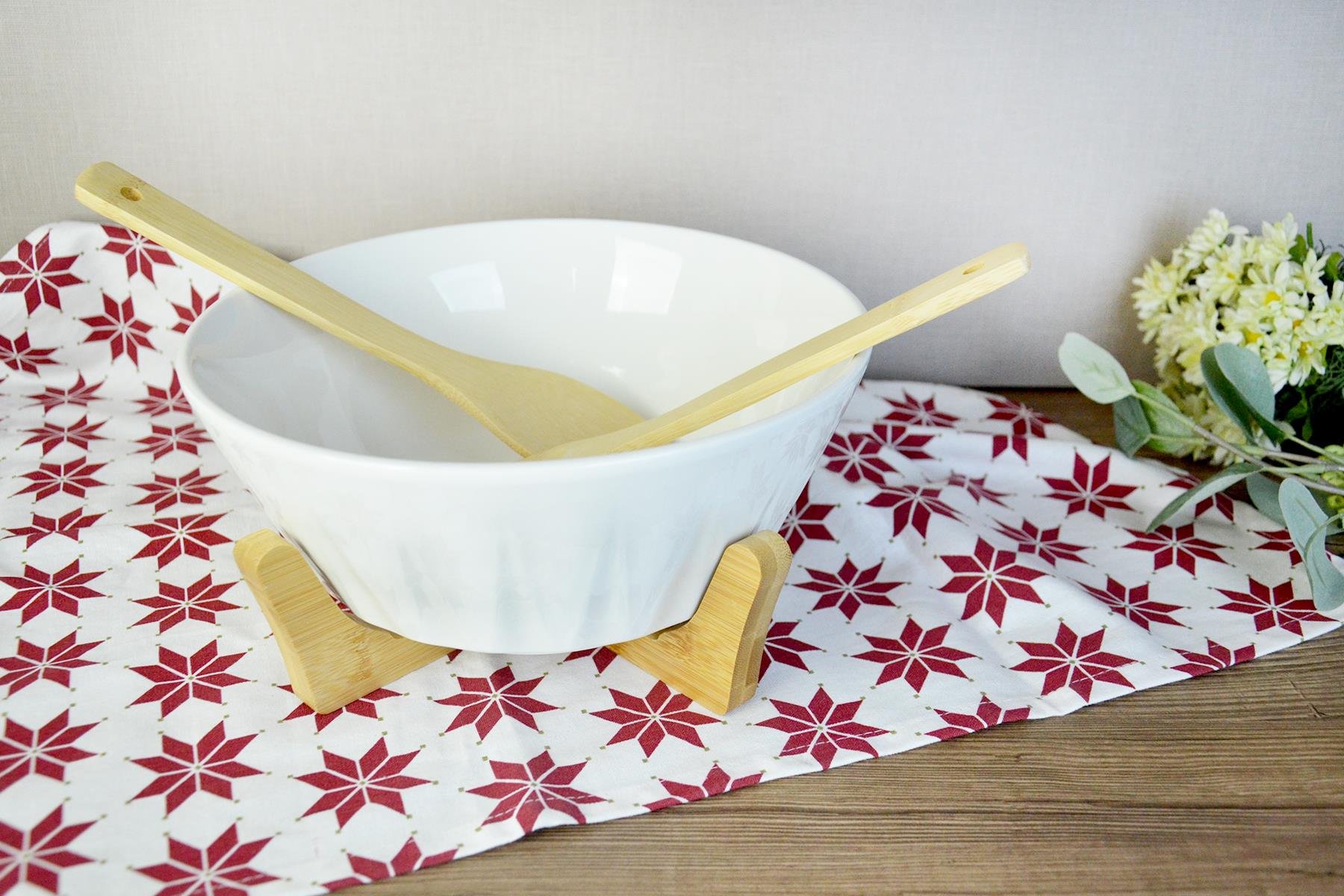 PAÇİ-FREDA BAMBULU PORSELEN KAŞIKLI SALATA KASESİ