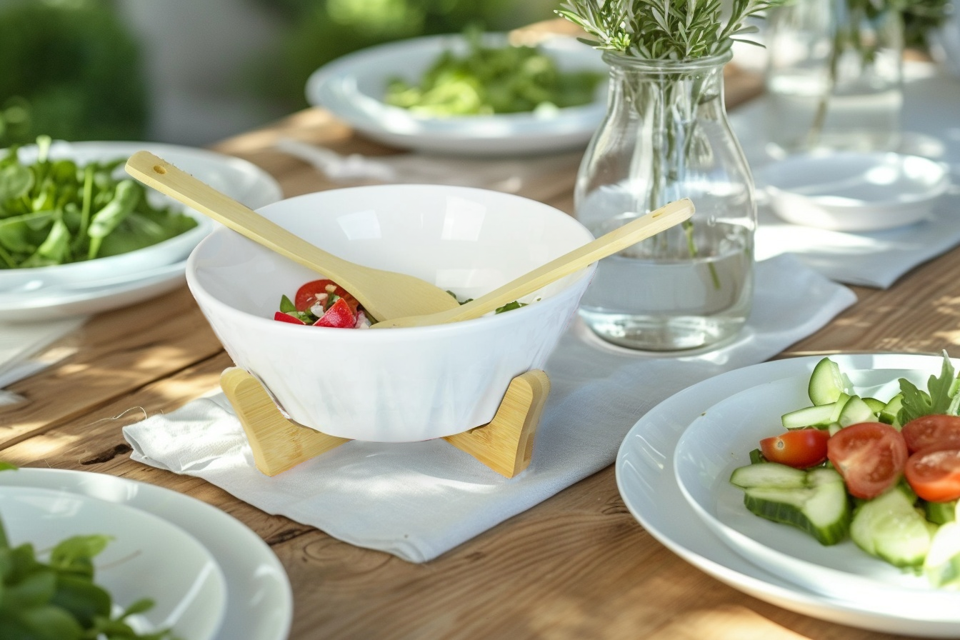 PAÇİ-FREDA BAMBULU PORSELEN KAŞIKLI SALATA KASESİ