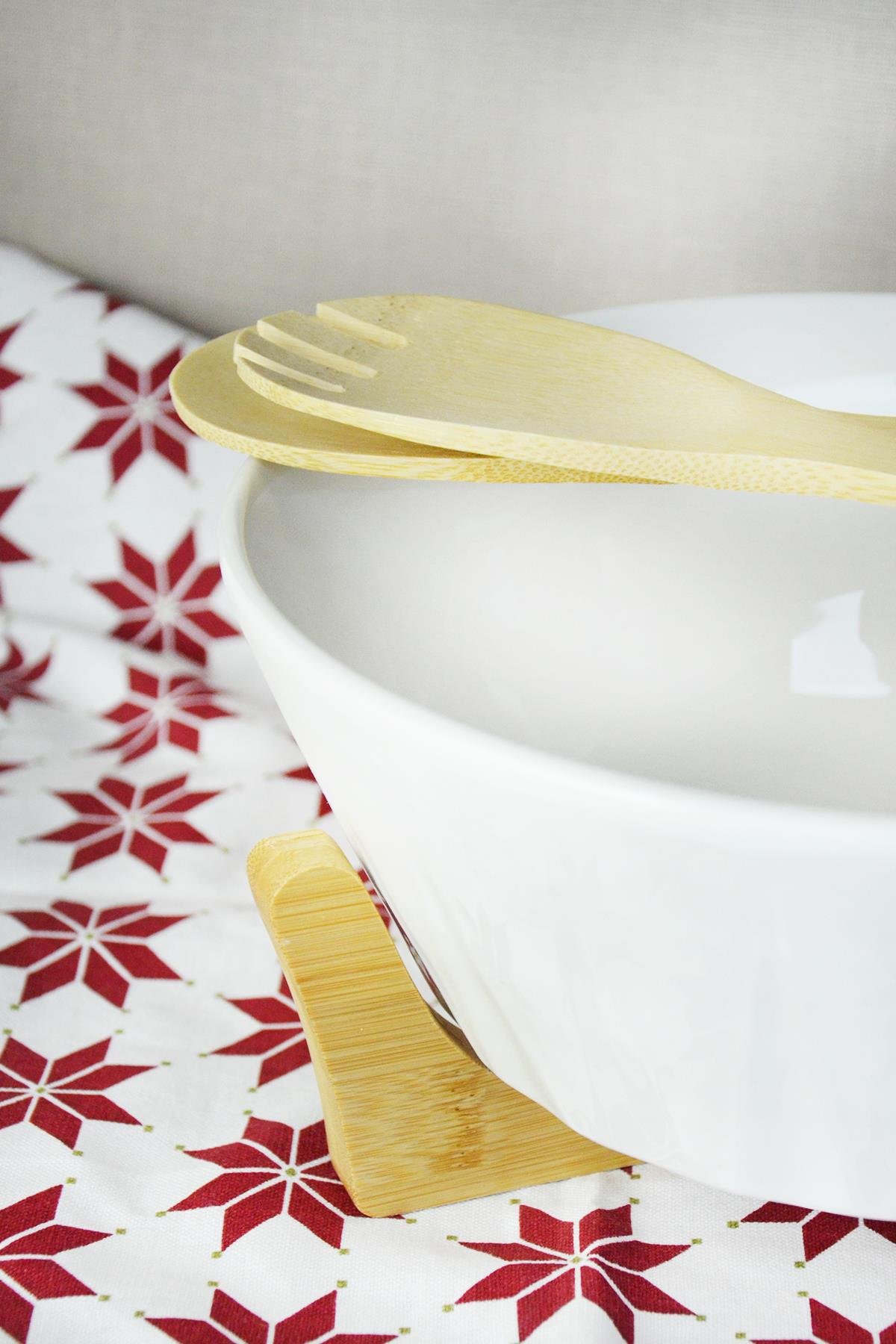 PAÇİ-FREDA BAMBULU PORSELEN KAŞIKLI SALATA KASESİ