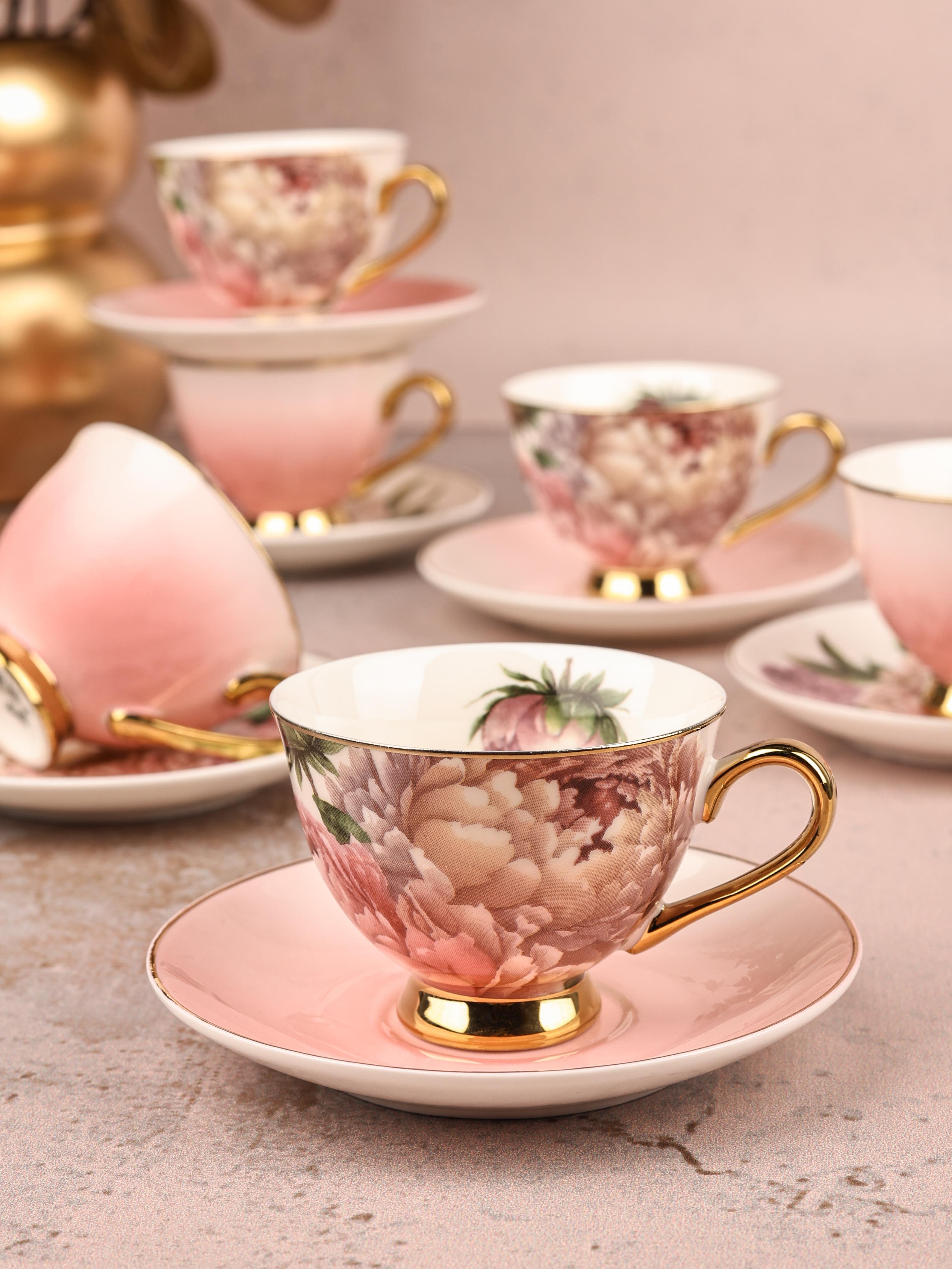 PAÇİ-GARDEN ÇİÇEKLİ YALDIZLI KAHVE FİNCANI